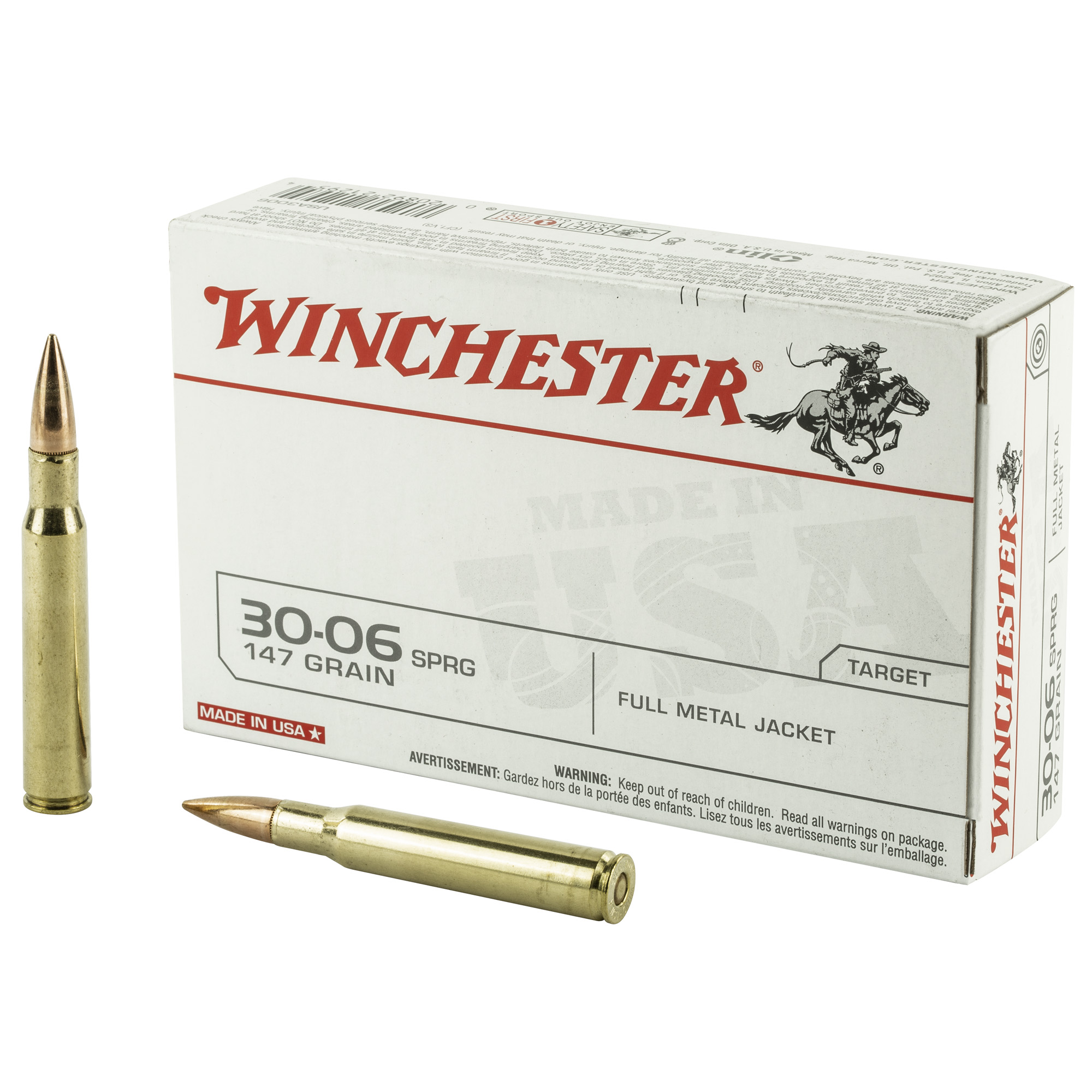 Winchester, Usa Rifle, 30-06 Springfield, Full Metal Jacket, 147 Grain, 20 Rounds