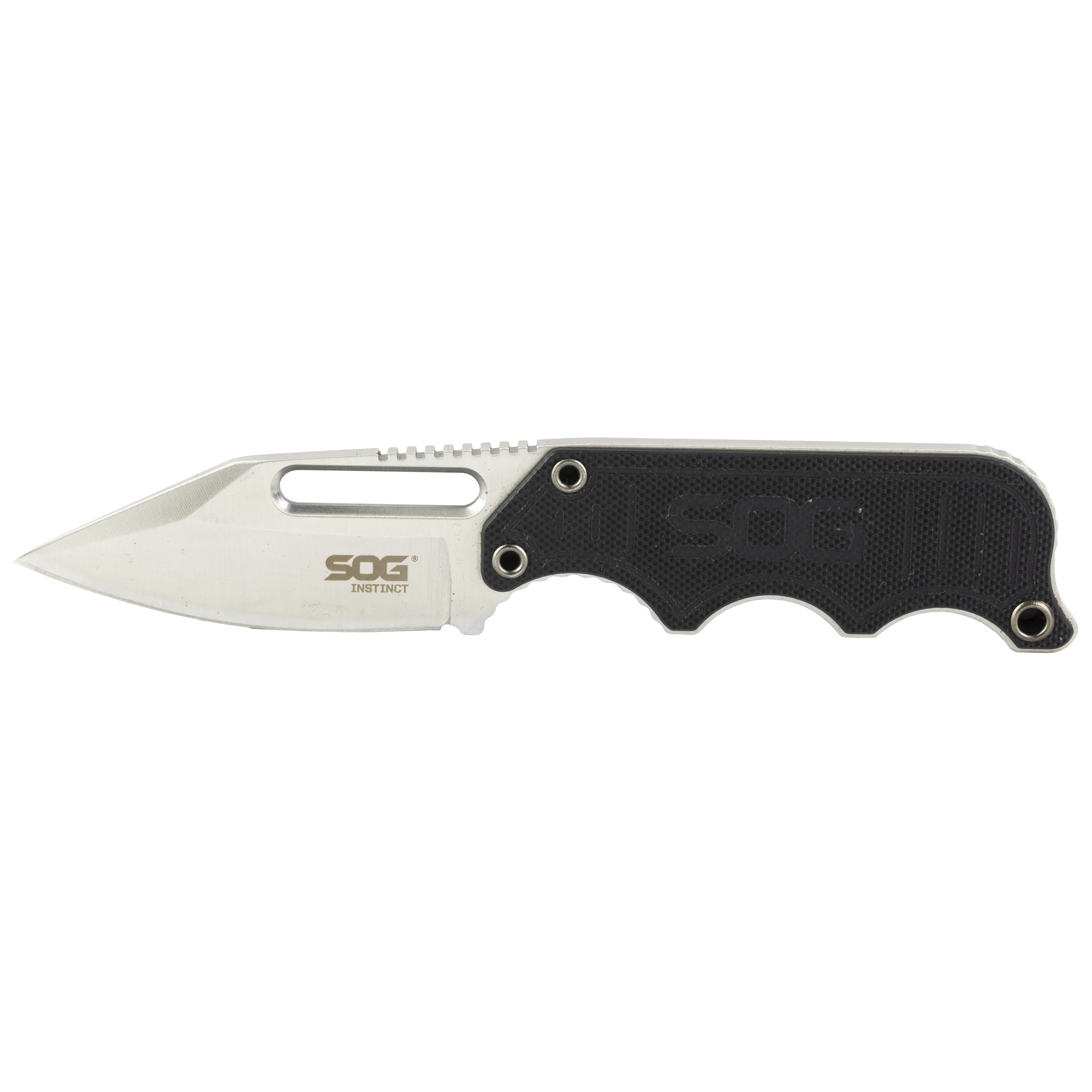 S.O.G SOG-NB1012-C Instinct  2.30" Fixed Clip Point Plain Satin Polished 5Cr15MoV SS Blade Black/Silver G10/SS Handle Includes Sheath