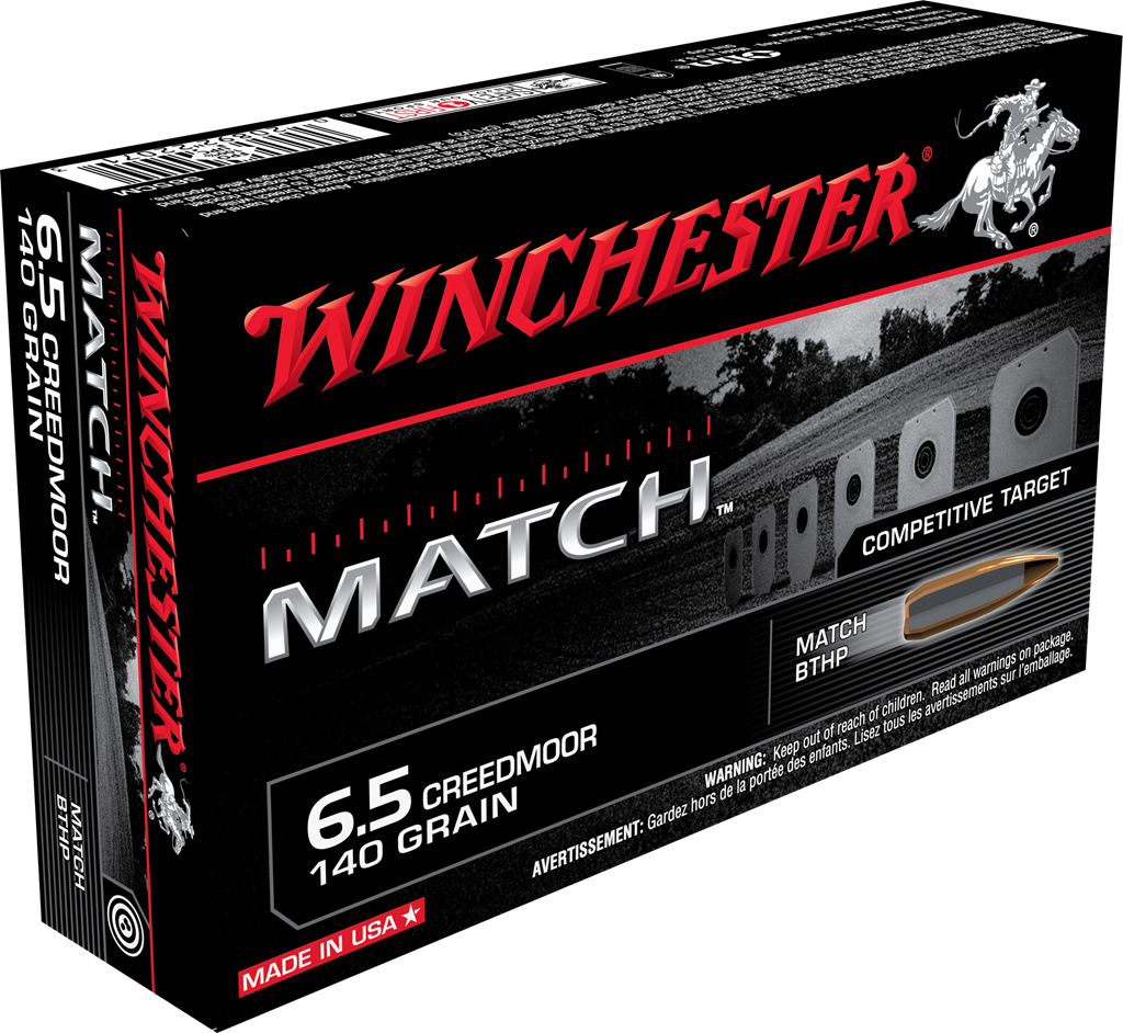 Winchester, Match Rifle Ammo, 6.5 Creedmoor, Sierra MatchKing Bthp, 140 Grain, 20 Rounds