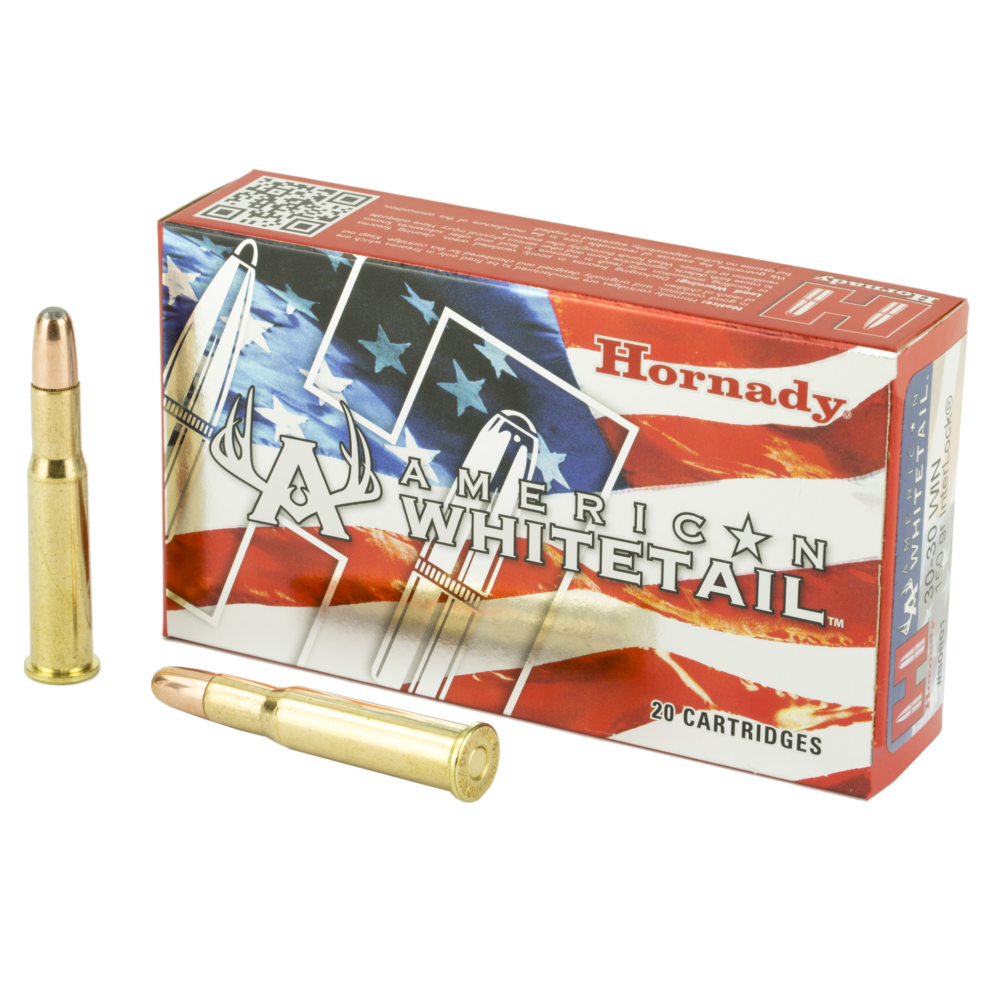 Hornady American Whitetail Rifle Ammo 30-30 Win 150 gr. InterLock Round Nose 20 rd.