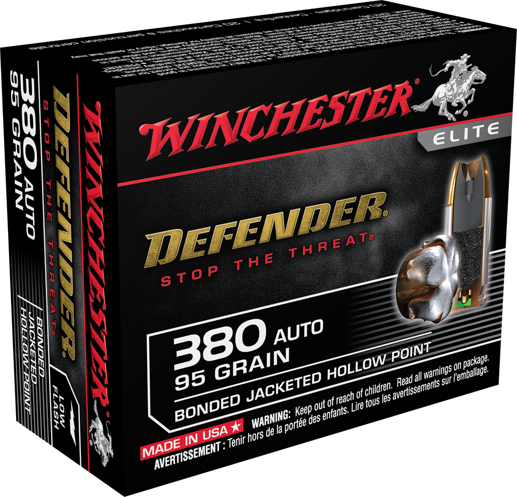 Winchester, Defender, 380 Acp, Bonded Jacket Hollow Point, 95 Grain, 20 Rounds