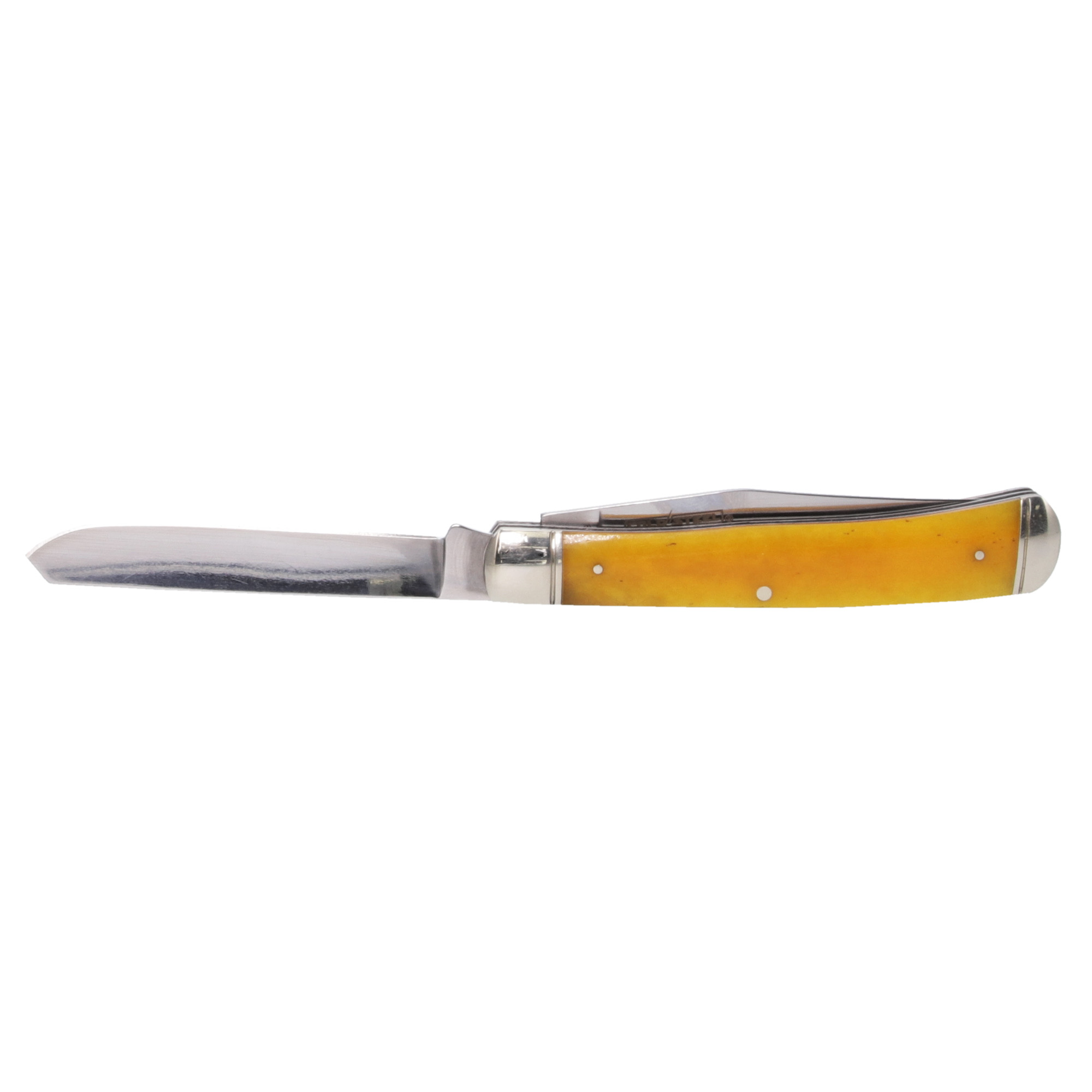 Cold Steel CSFLTRPRY Trapper  3" Folding Clip/Spey Plain 8Cr13MoV SS Blade/Yellow w/Polished Bolsters Bone Handle