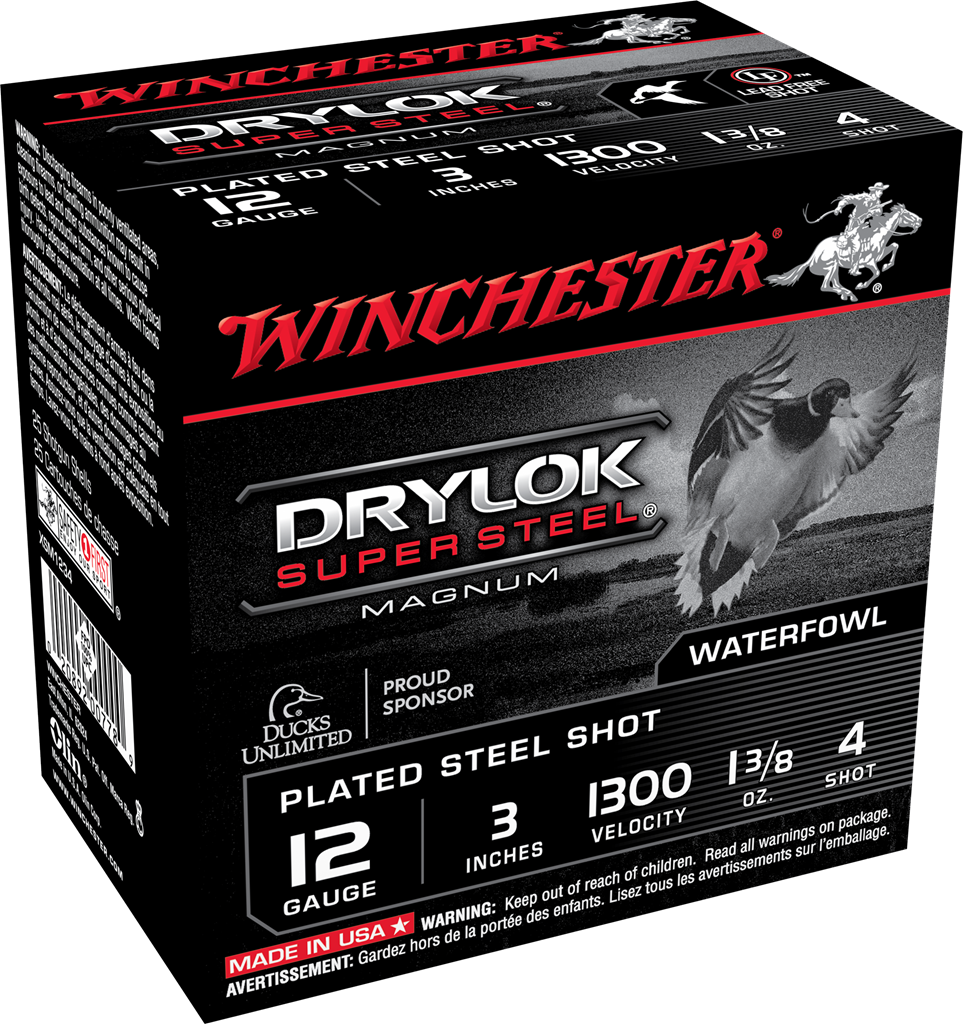 Winchester Drylok Magnum 12 Gauge Plated Load 1 3/8 Ounce 4 Shot 25 Rounds