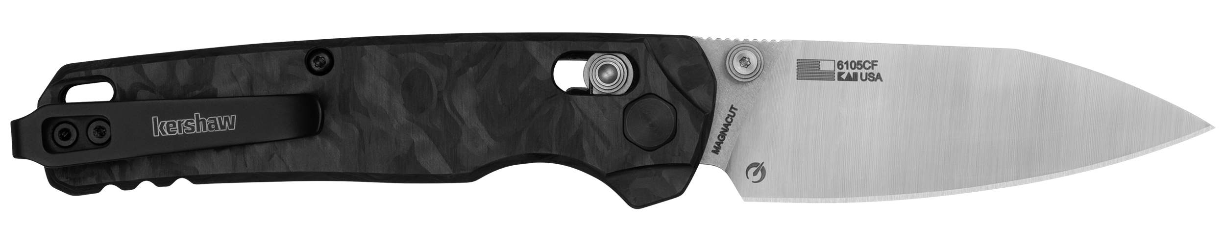 Kershaw 6105CF Bel Air  Folding/Reverse Tanto Plain Blackwash CPM MagnaCut Steel Blade/Bright Nickel Cerakote 6061-T6 Aluminum Handle