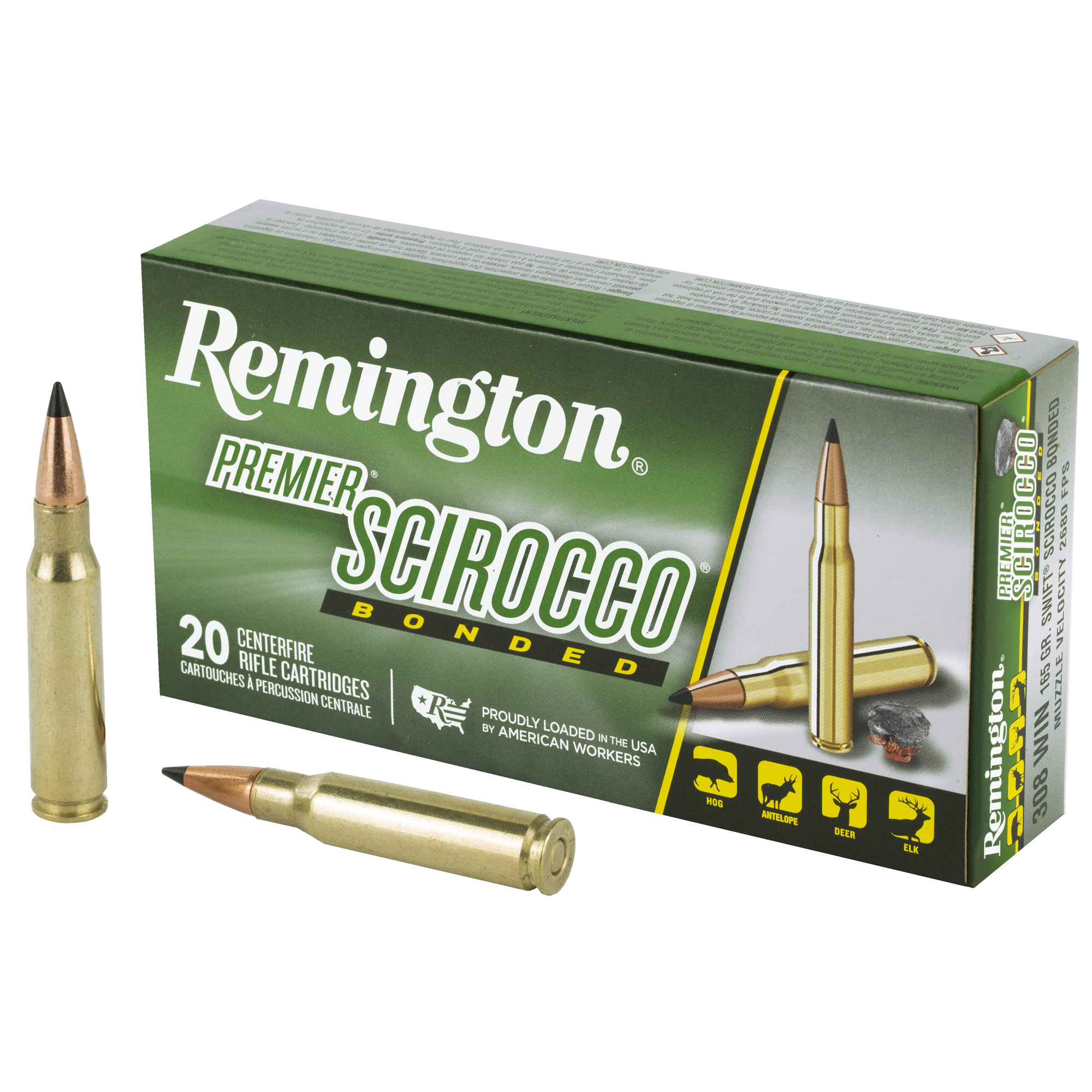 Remington Scirocco Bonded 308 Winchester Swift Scirocco Bonded 165 Grain 20 Rounds