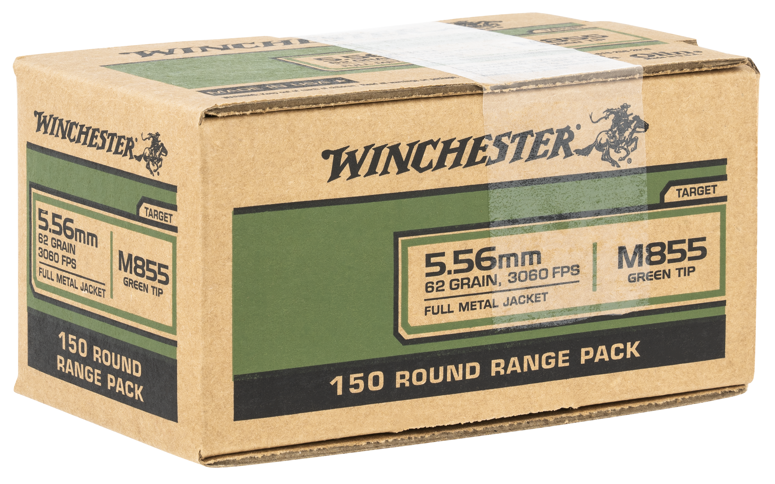 Winchester Usa M855 5.56x45 Nato Full Metal Jacket 62 Grain 150 Rounds