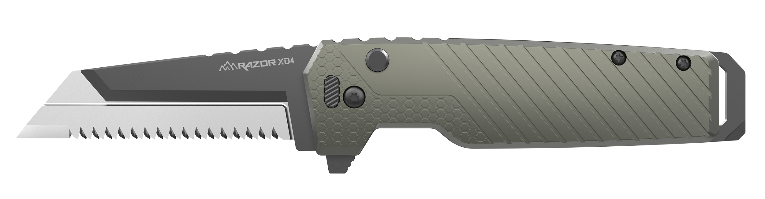 Outdoor Edge XDS430AC Razor XD4  3" Folding Serrated 420J2 SS Blade Green