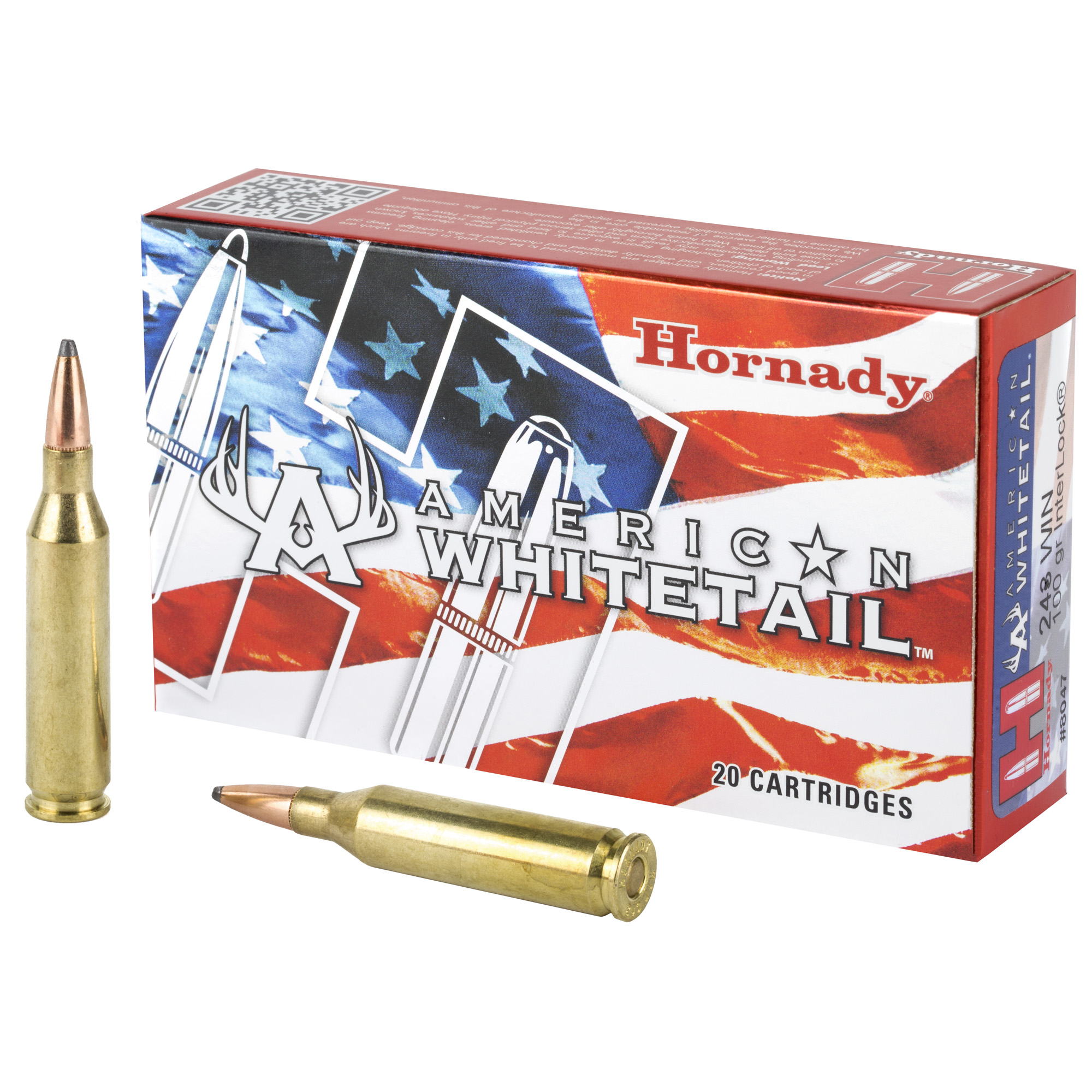 Hornady American Whitetail Rifle Ammo 243 Win 100 gr. InterLock BT Soft Point 20 rd.