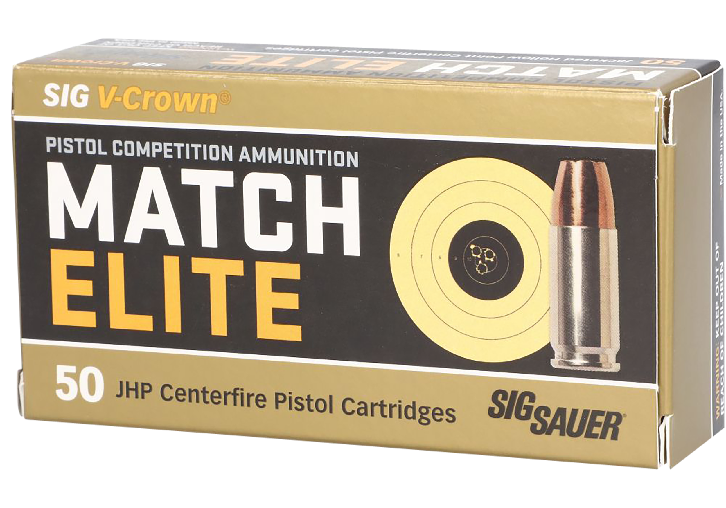Sig Sauer Match Elite Competition 9mm Luger V-Crown Jacketed Hollow Point 147 Grain 50 Rounds