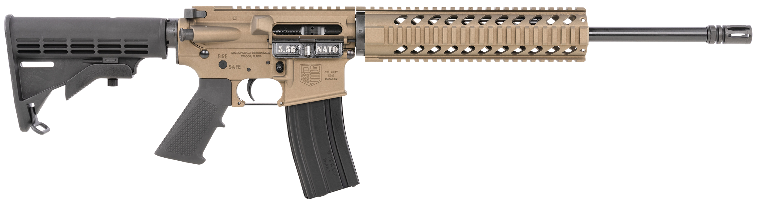 Diamondback Db15 5.56 Nato 16 inch 30 rounds Burnt Bronze 10 inch Rail