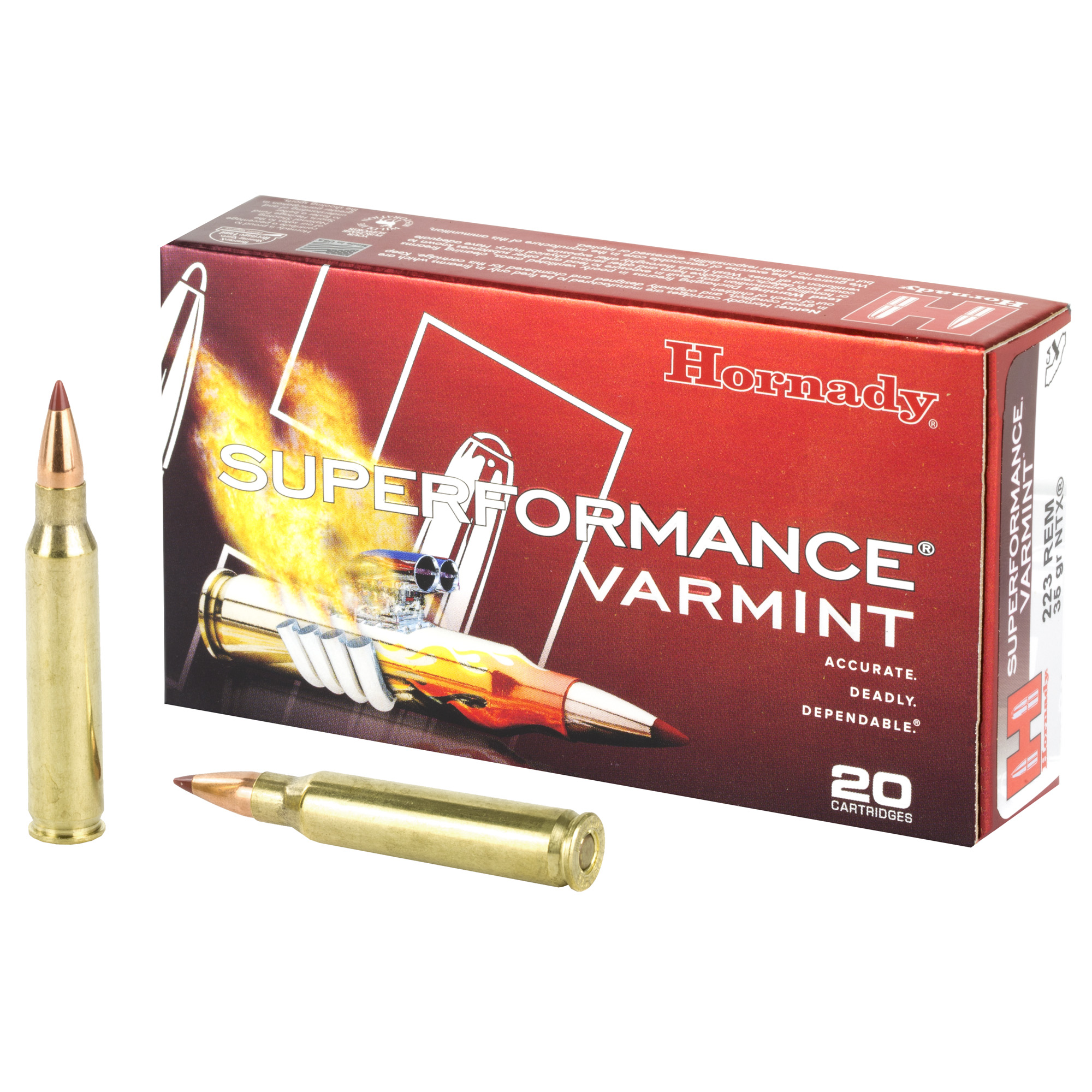 Hornady, Superformance Varmint, 223 Remington, Non Traditional Expanding, 35 Grain, 20 Rounds
