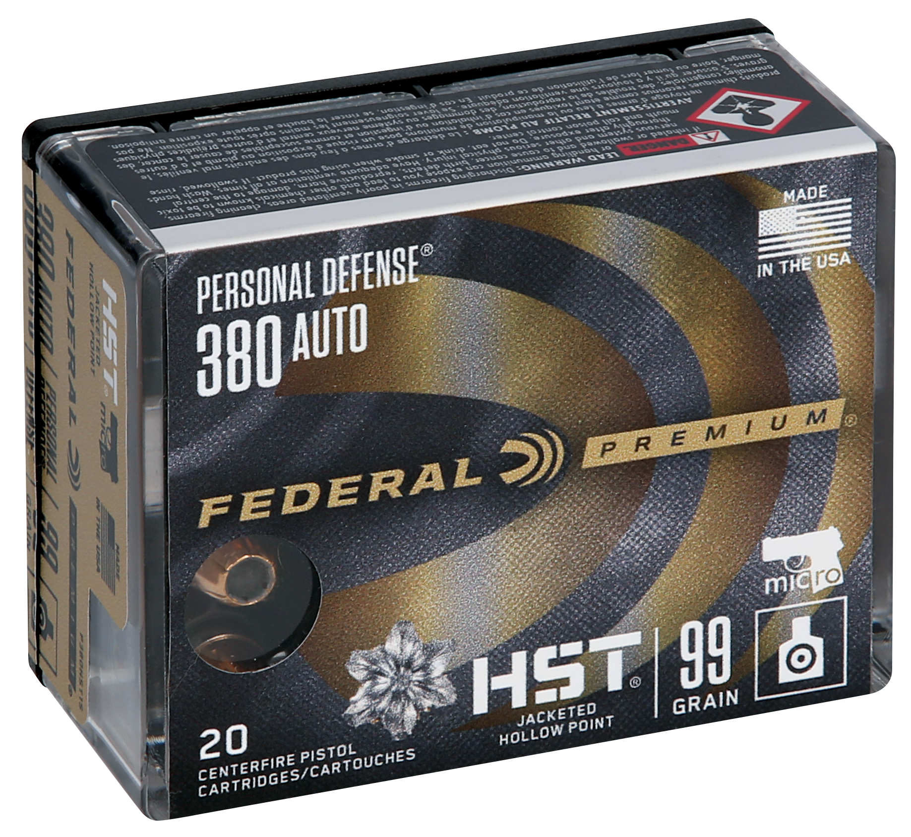Federal Premium Hst Micro 380 Acp Jacketed Hollow Point 99 Grain 20 Rounds