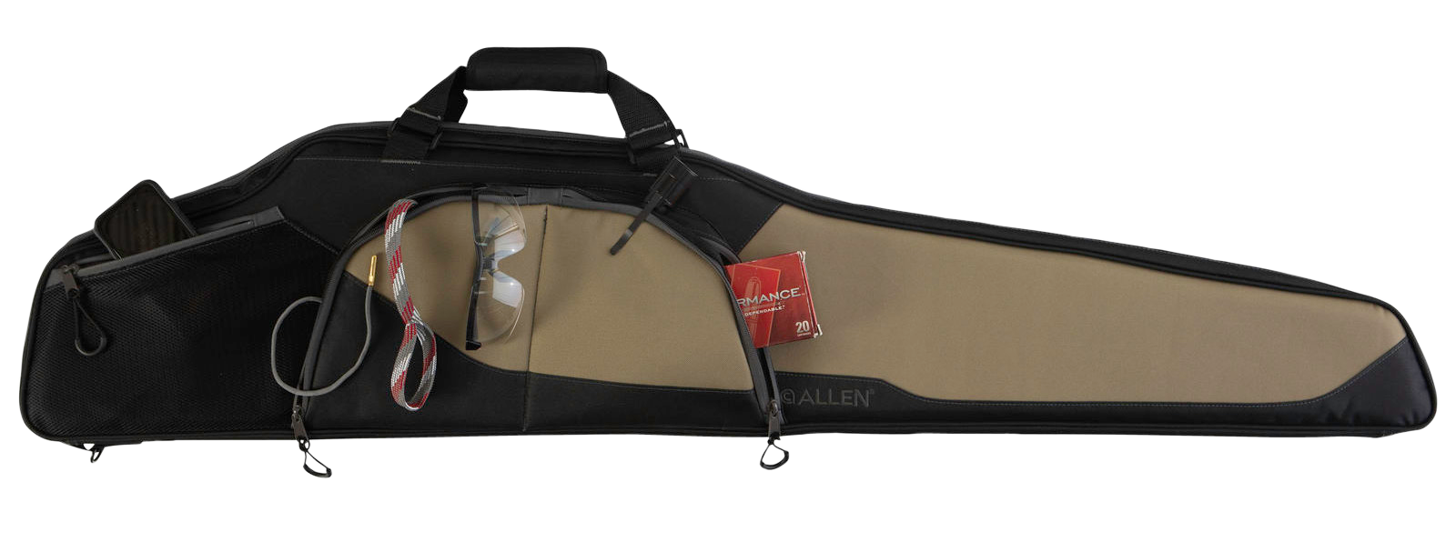 Allen 68246 Sawatch Rifle Case 46" Black Endura w/Tan Accents, Foam Padding, Accessory Pockets, Lockable Zippers & Plush Tricot Lining