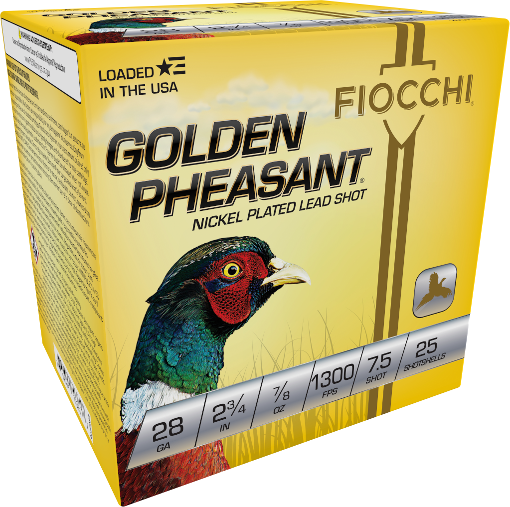 Fiocchi Golden Pheasant Extrema 28 Gauge Nickel-plated Lead Shot 7/8 Ounce 25 Rounds