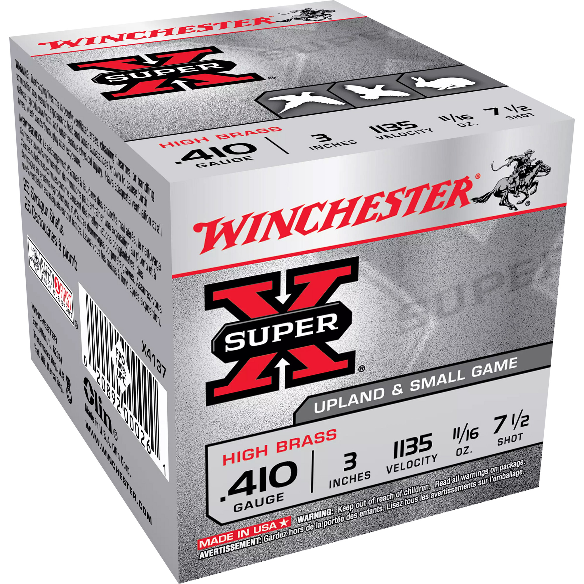 Winchester Super-X High Brass Load 410 Bore Lead 11/16 oz 7.5 Shot 25 Rounds
