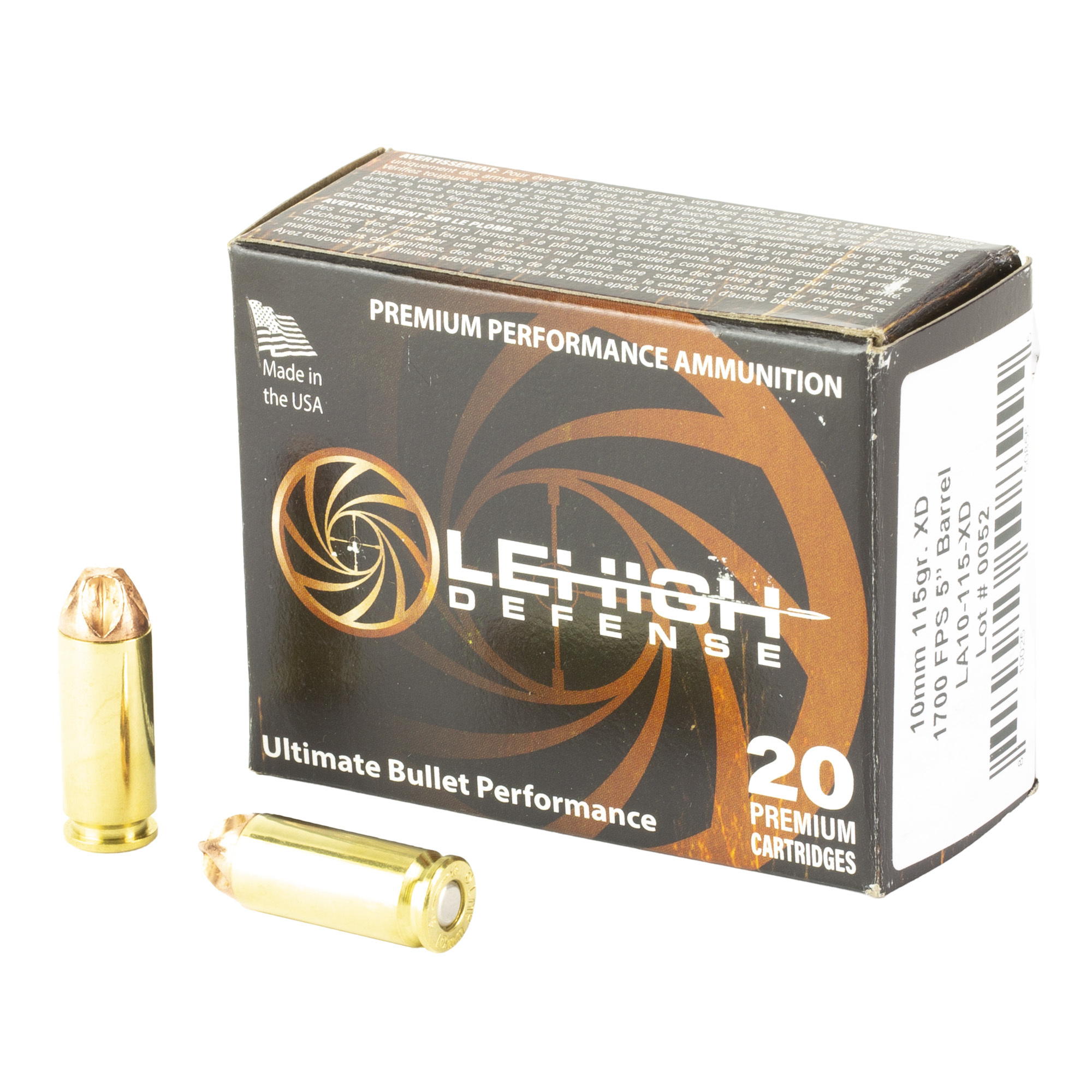 Lehigh Defense LA10115XD Xtreme Defense  10mmAuto 115gr Lehigh Defense XD FMT 20 Rounds