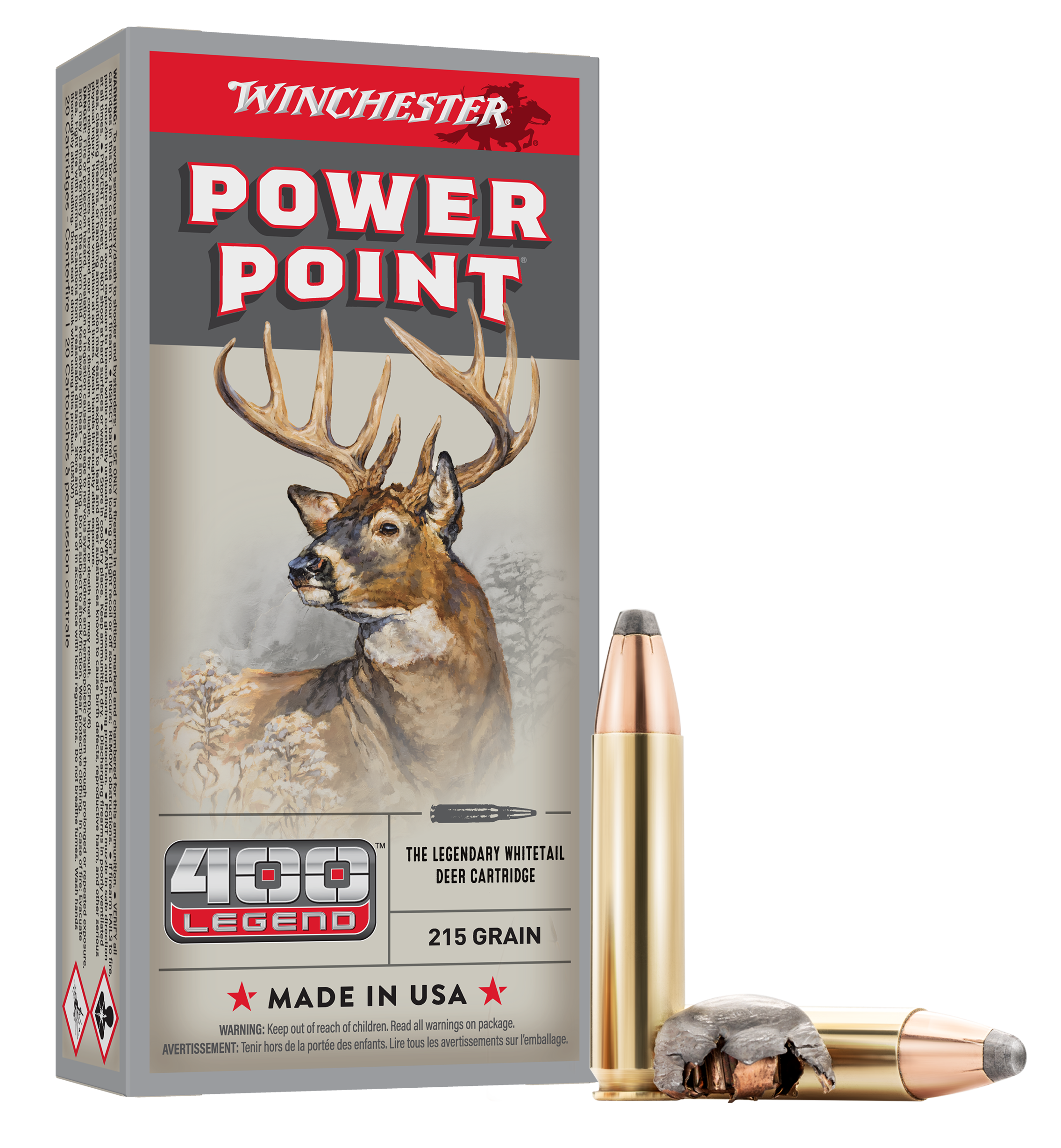 Winchester Power Point 400 Legend Pointed 215 Grain 20 Rounds