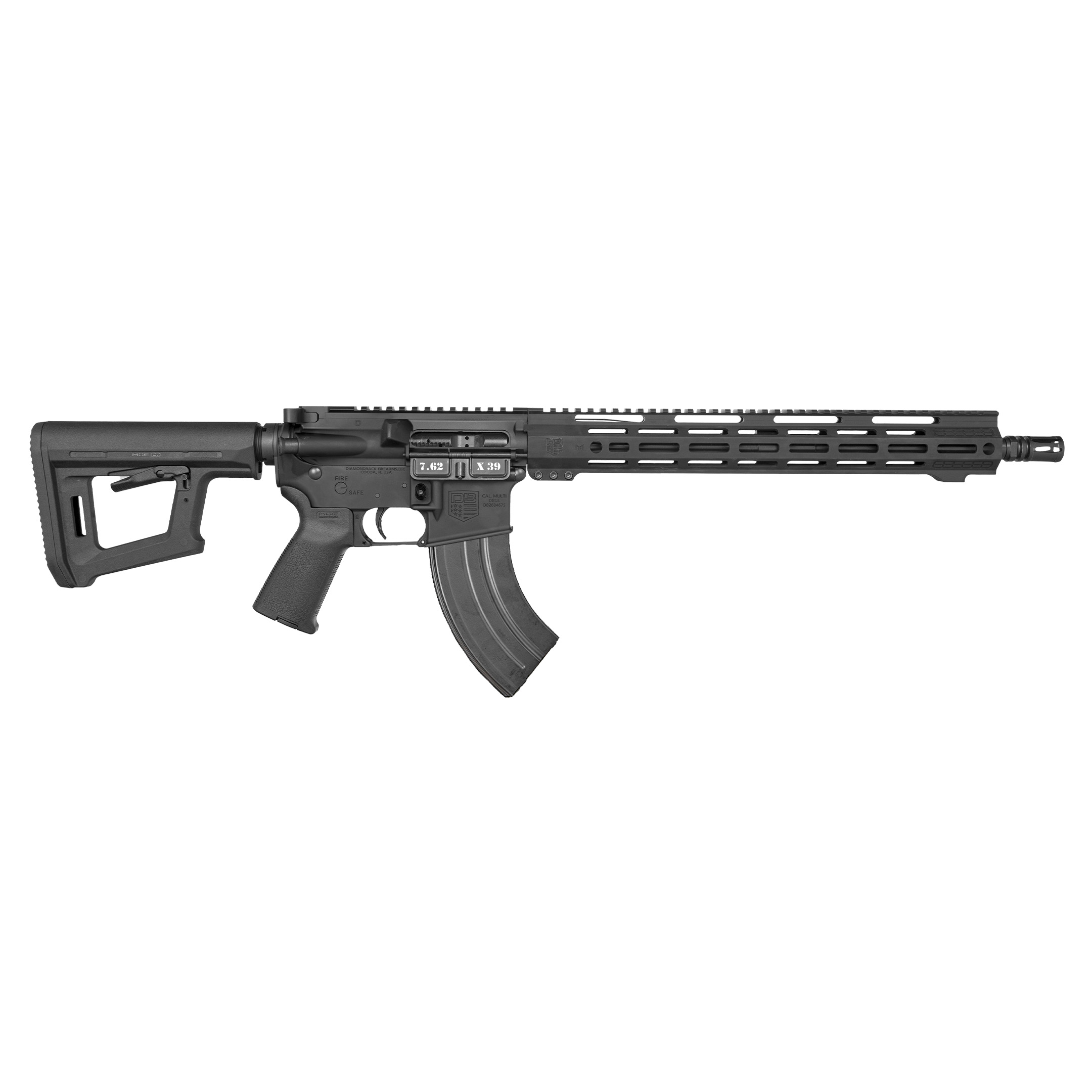 Diamondback, DB15, 7.62x39, 16 in, 30 Round, Black Nitride
