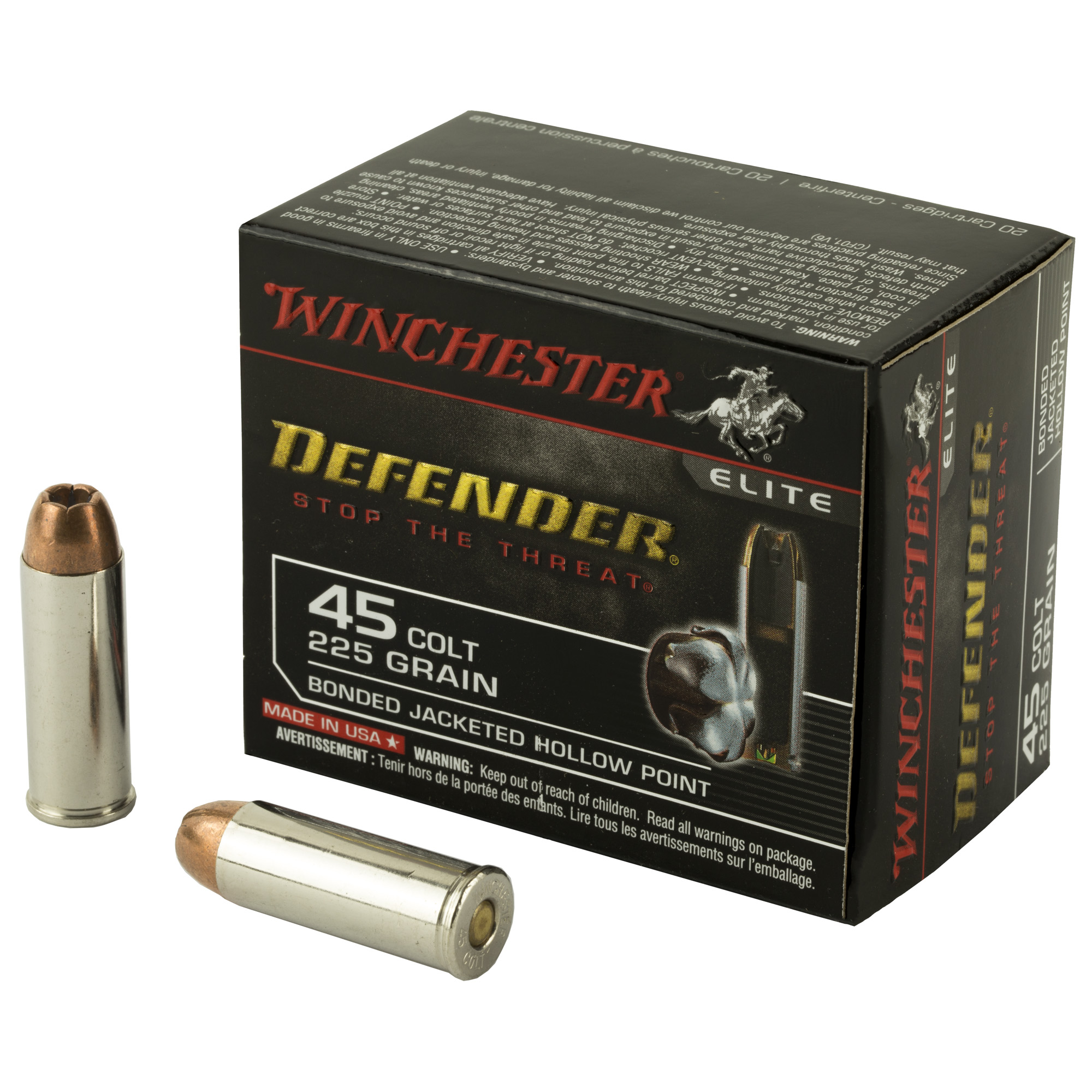 Winchester, PDX1, .45 Colt, Bonded Jacket Hollow Point, 255 Grain, 20 Rounds