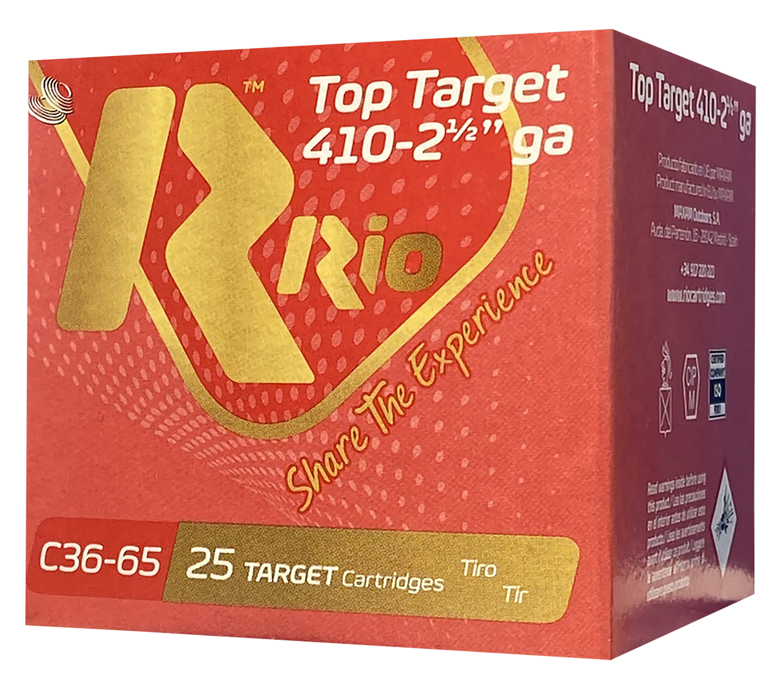 Rio Ammunition RC3675 Top Target  410 Gauge 2.50" 1/2 oz 7.5 Shot 25 Rounds