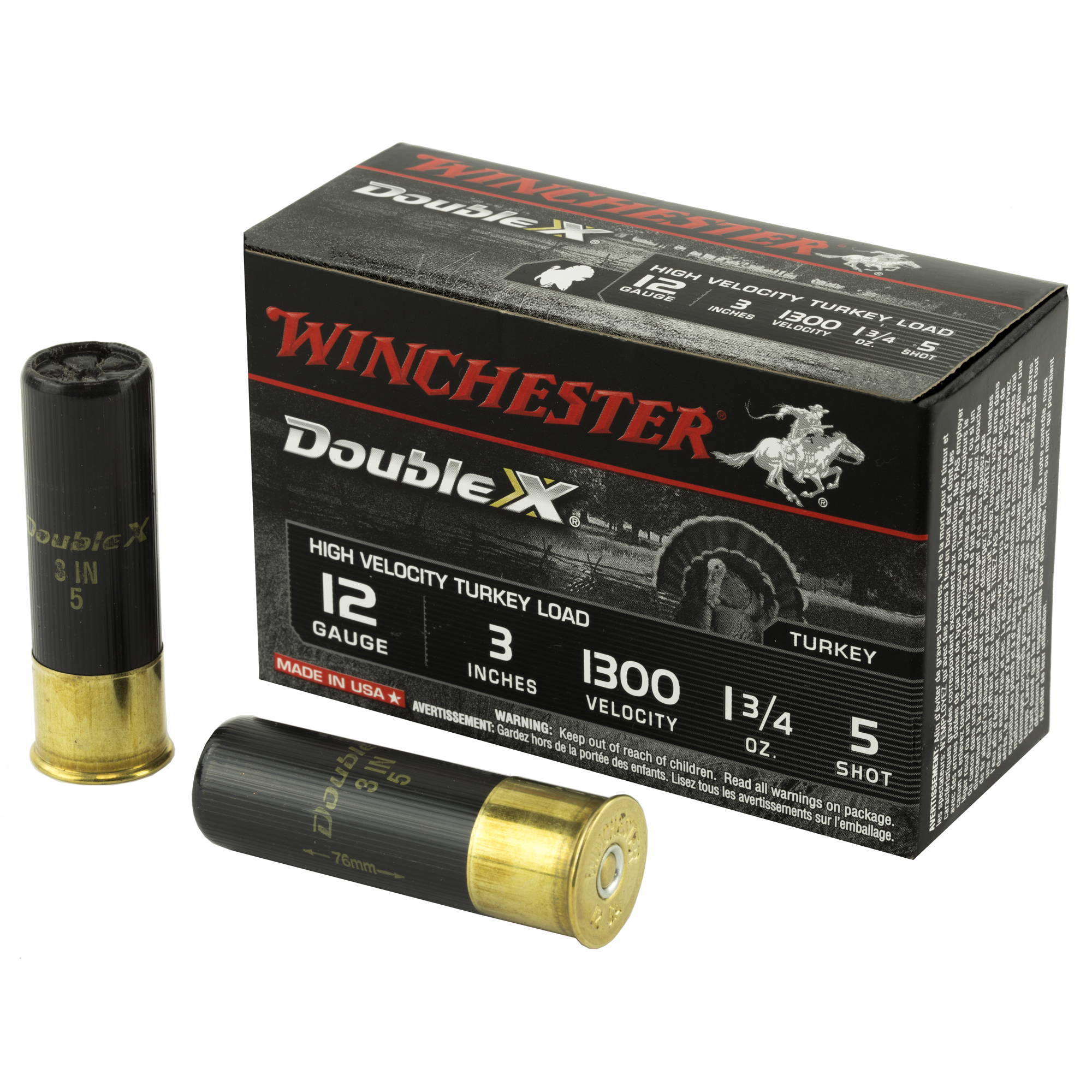 Winchester Double X High Velocity Turkey Load 12 ga. 3 in. 1 3/4 oz. 5 Shot 10 rd.