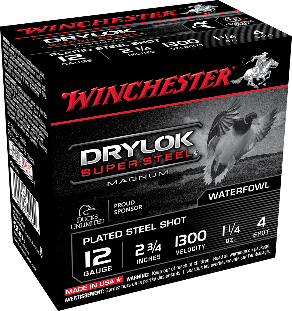 Winchester Drylok Magnum Plated Load 12 Gauge Steel 1 1/4 oz 4 Shot 25 Rounds