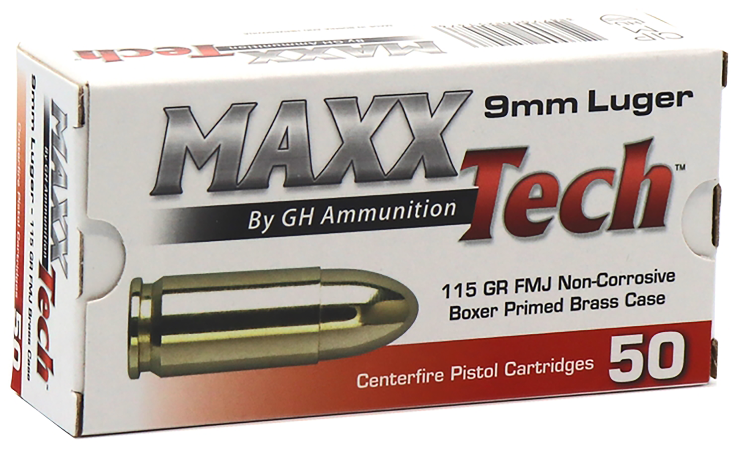MAXXTech Pistol Ammo 9mm 115 gr. FMJ 50 rd.