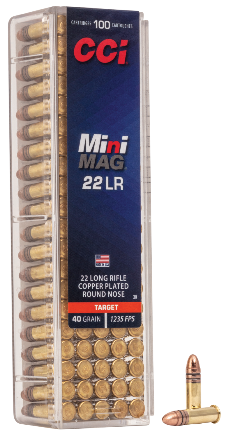 CCI Mini-Mag 22 Long Rifle Copper-Plated Round Nose 40 Grain 100 Rounds