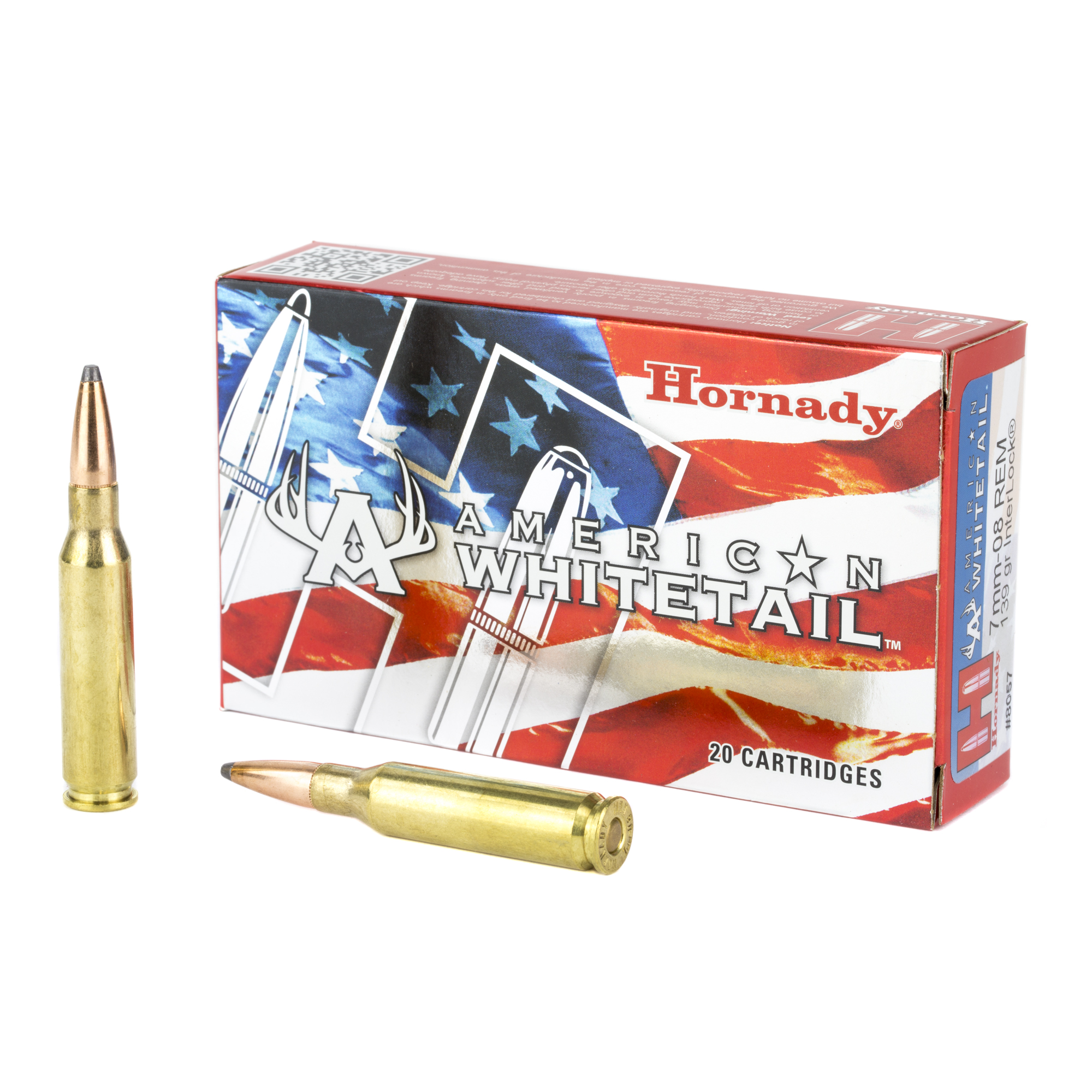 Hornady American Whitetail Rifle Ammo 7mm-08 Rem 139 gr. InterLock Spire Point 20 rd.