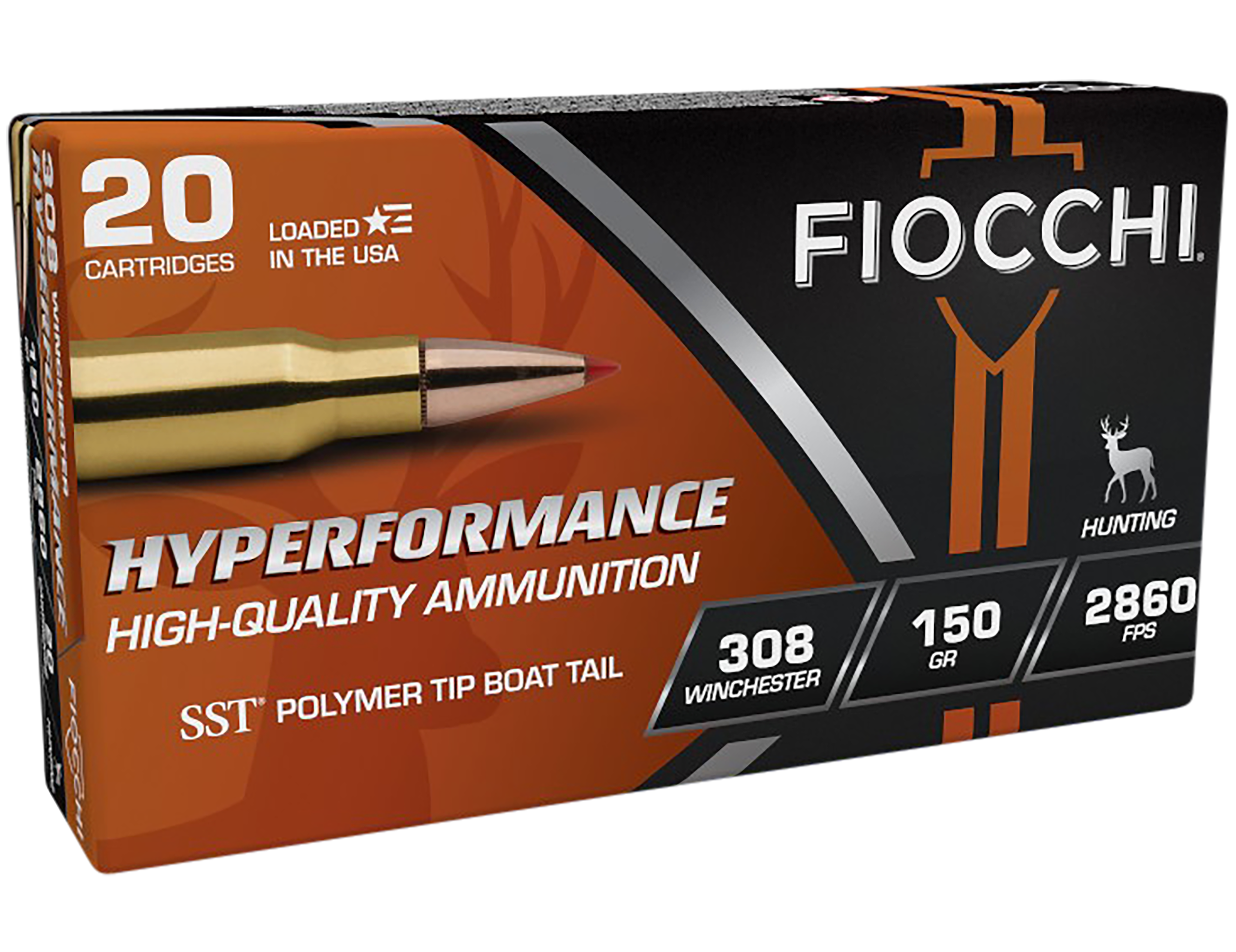 Fiocchi, Hyperformance Hunt, .308 Winchester, Super Shock Tip Polymer, 150 Grain, 20 Rounds