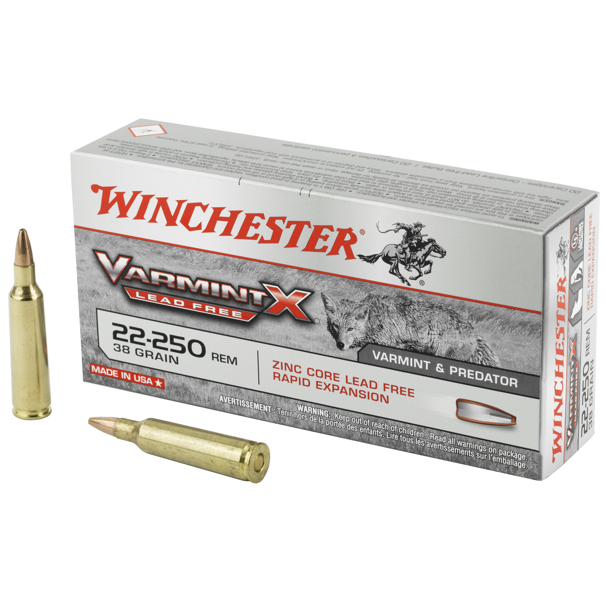Winchester Varmint-X 22-250 Remington Polymer-Tipped 38 Grain 20 Rounds