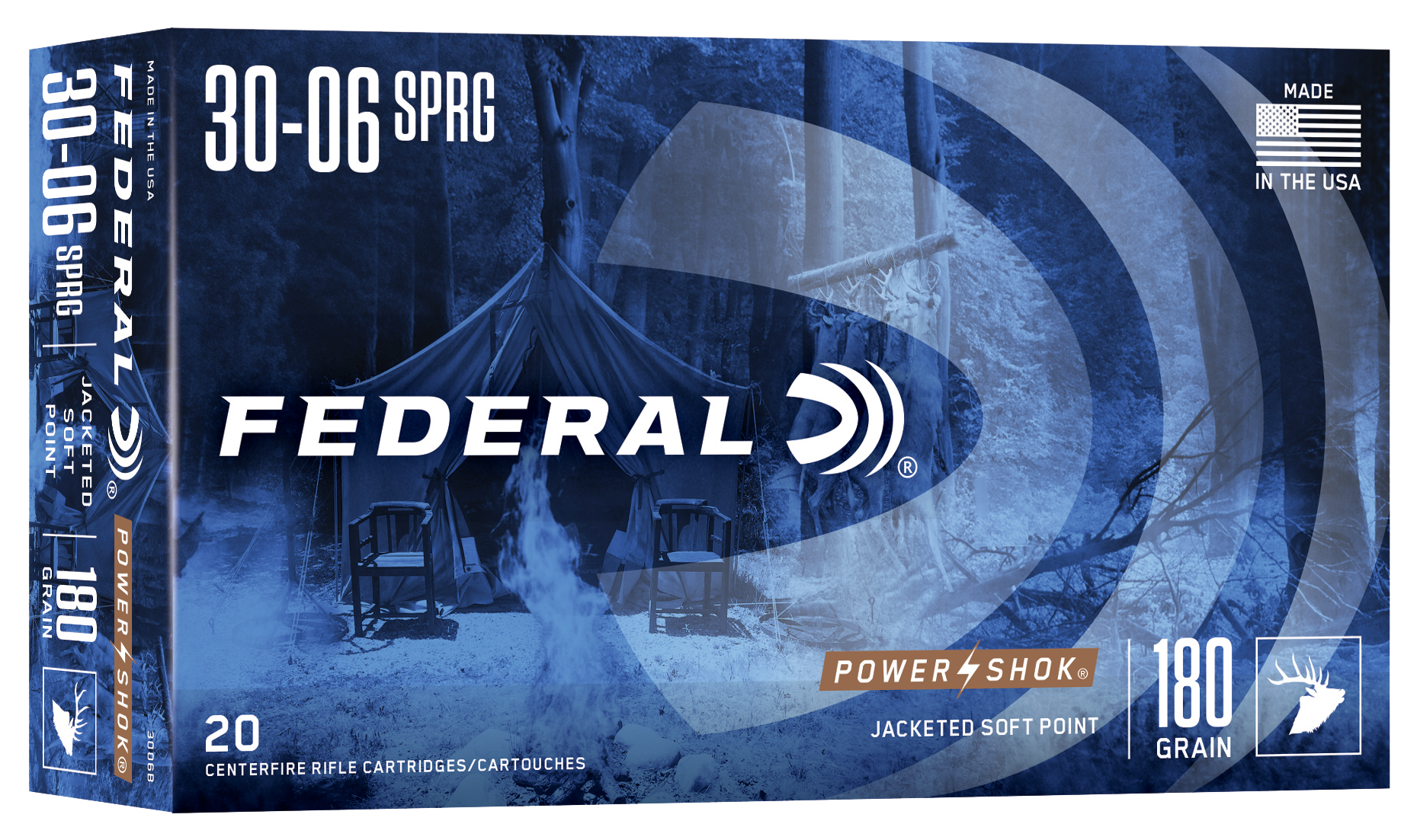 Federal Power Shok 30-06 Springfield Jacketed Soft Point 180 Grain 20 Rounds