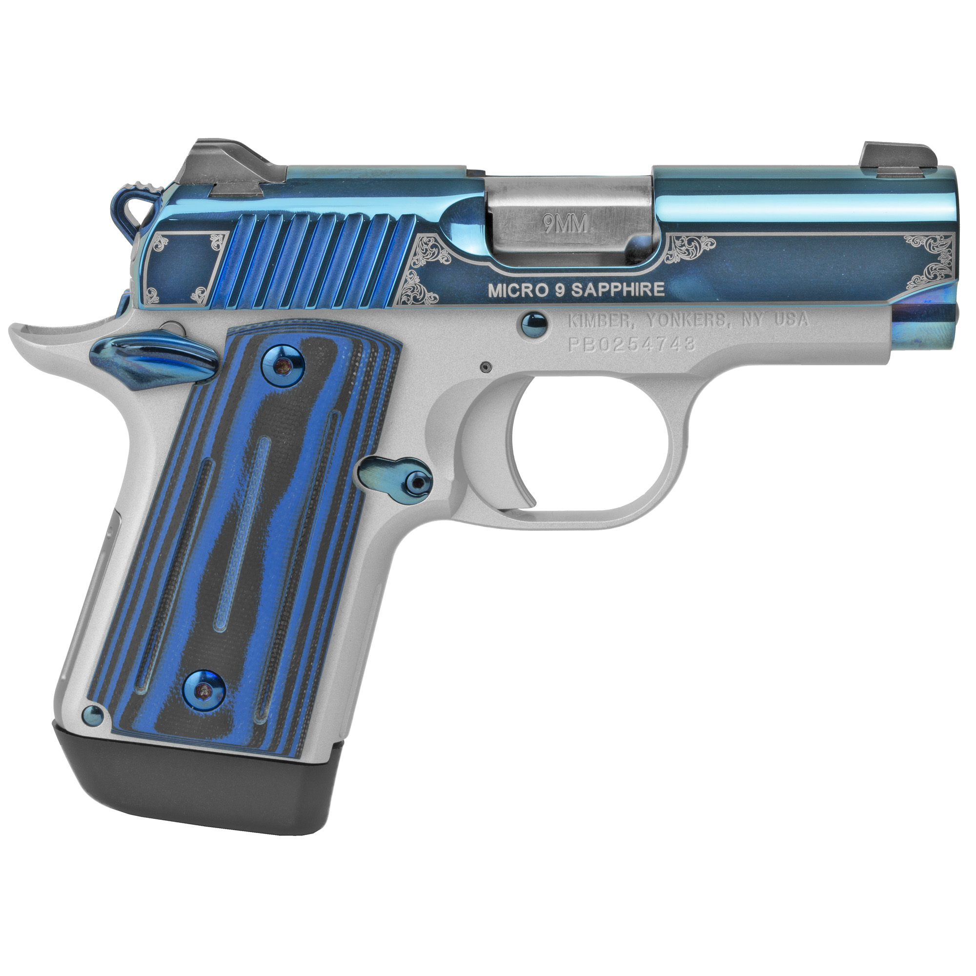 Kimber Micro 9 Sapphire Pistol 9mm 3.15 in. Bright Blue 8 rd.