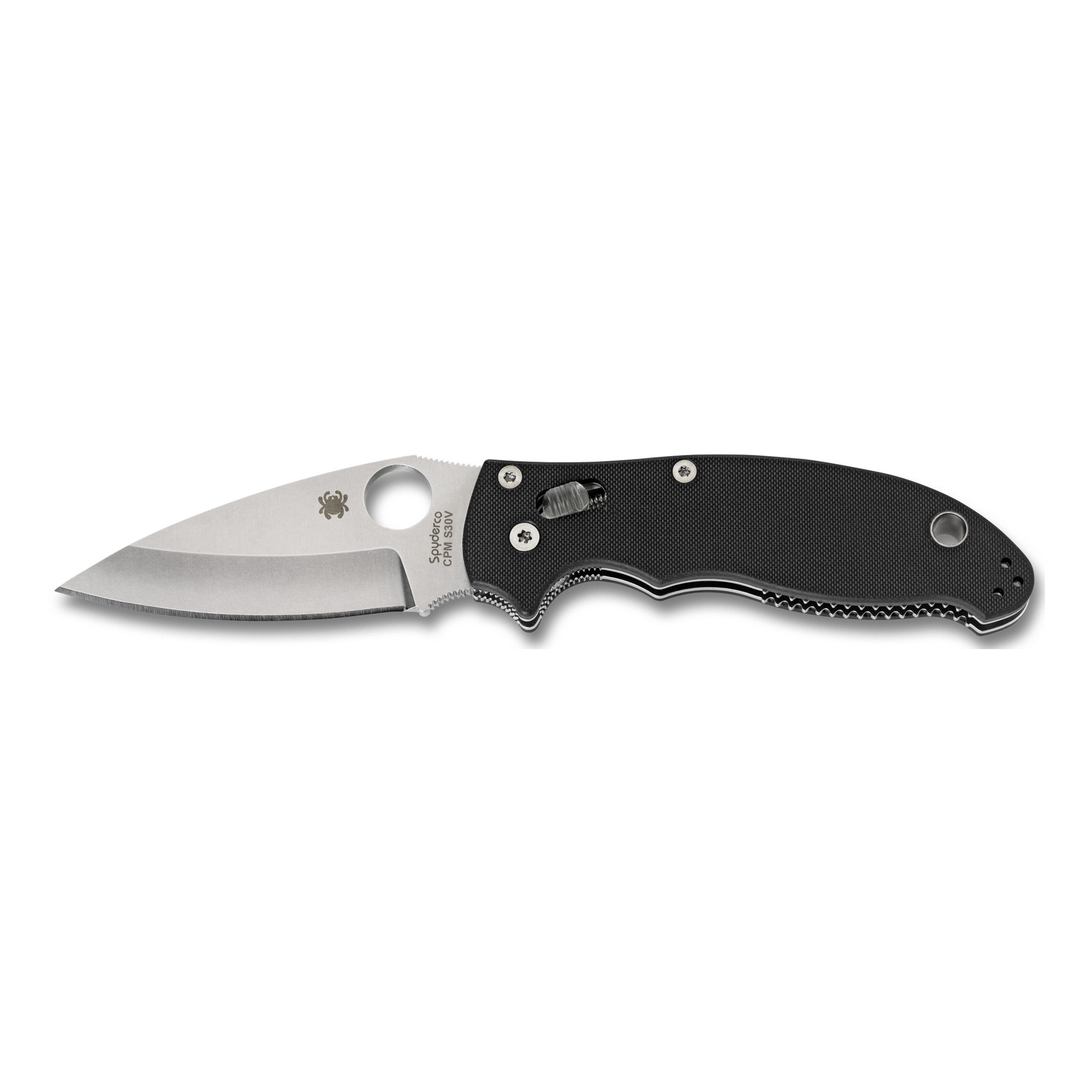 Spyderco C101GP2 Manix 2  3.37" Folding Drop Point Plain CPM S30V SS Blade Black G10 Handle Includes Pocket Clip
