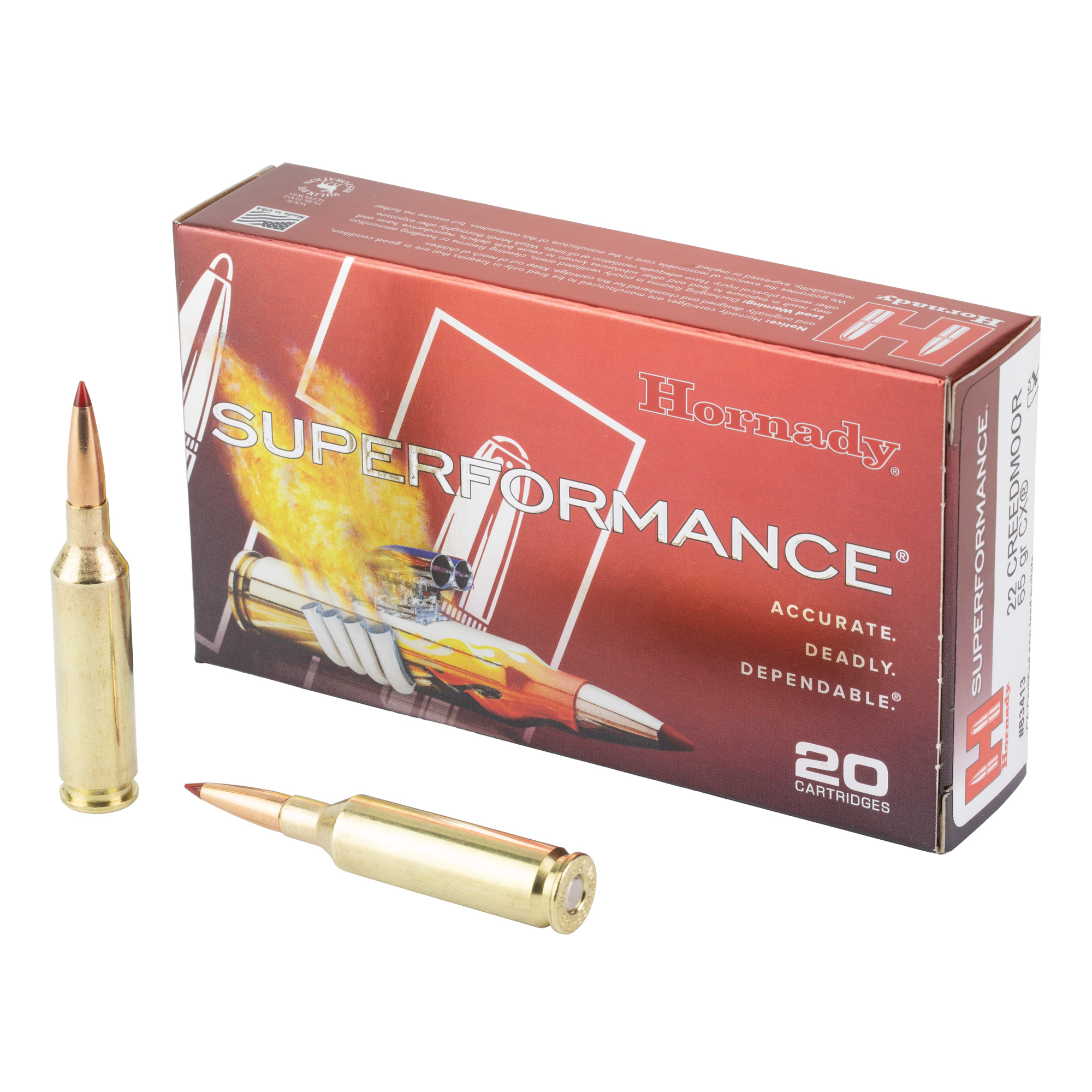 Hornady Superformance Rifle Ammo 22 Creedmoor 65 gr. CX 20 rd.