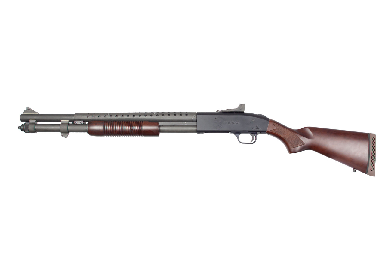 Mossberg 590A1 Retrograde 12 Gauge 20 in 8+1 Walnut Parkerized Right Hand-img-1