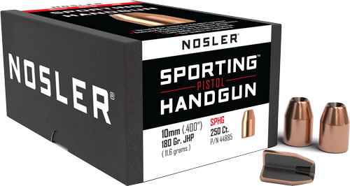 Nosler Sporting Handgun Pistol Bullet 10mm 180 gr. Jacketed Hollow Point...-img-1
