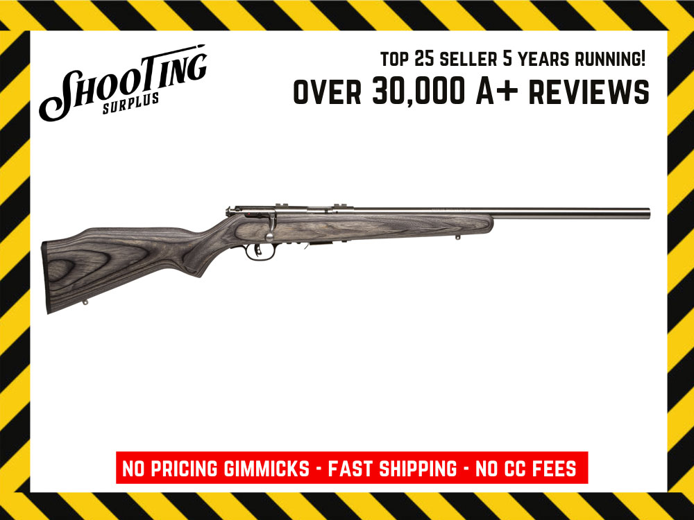 Savage 93R17 BVSS 17 HMR 21 inch Heavy Barrel 5 Round Gray Laminate Stai...-img-0