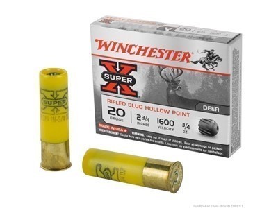 Winchester ammunition super-x 20 gauge 2.75" rifled slug - 5rd-img-0