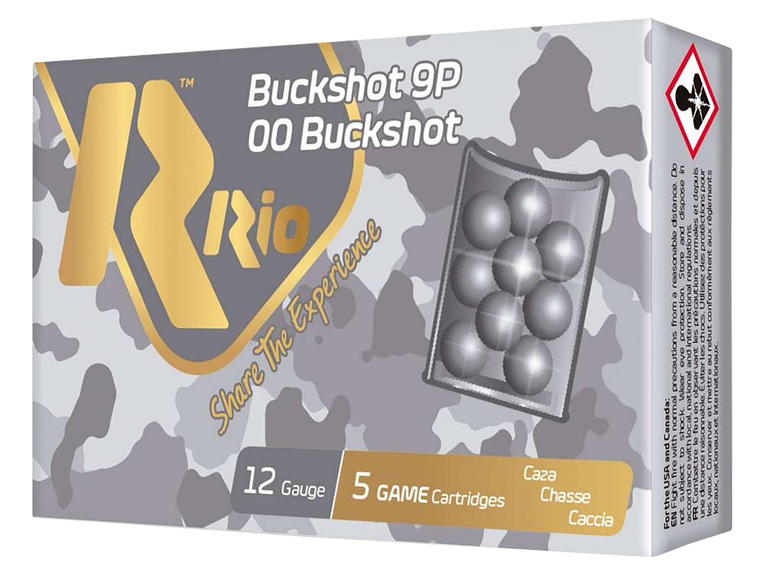 Rio ammunition rb129   12gauge 2.75" 00 buck shot 5 per box-50 case-img-0