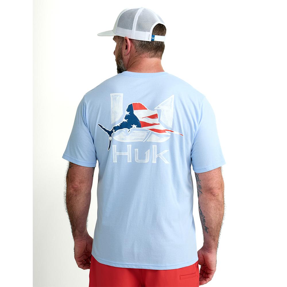 Chemise Huk Kona Manches Courtes Imprimé Pêche (Motif Marin, Bleu, Taille S)