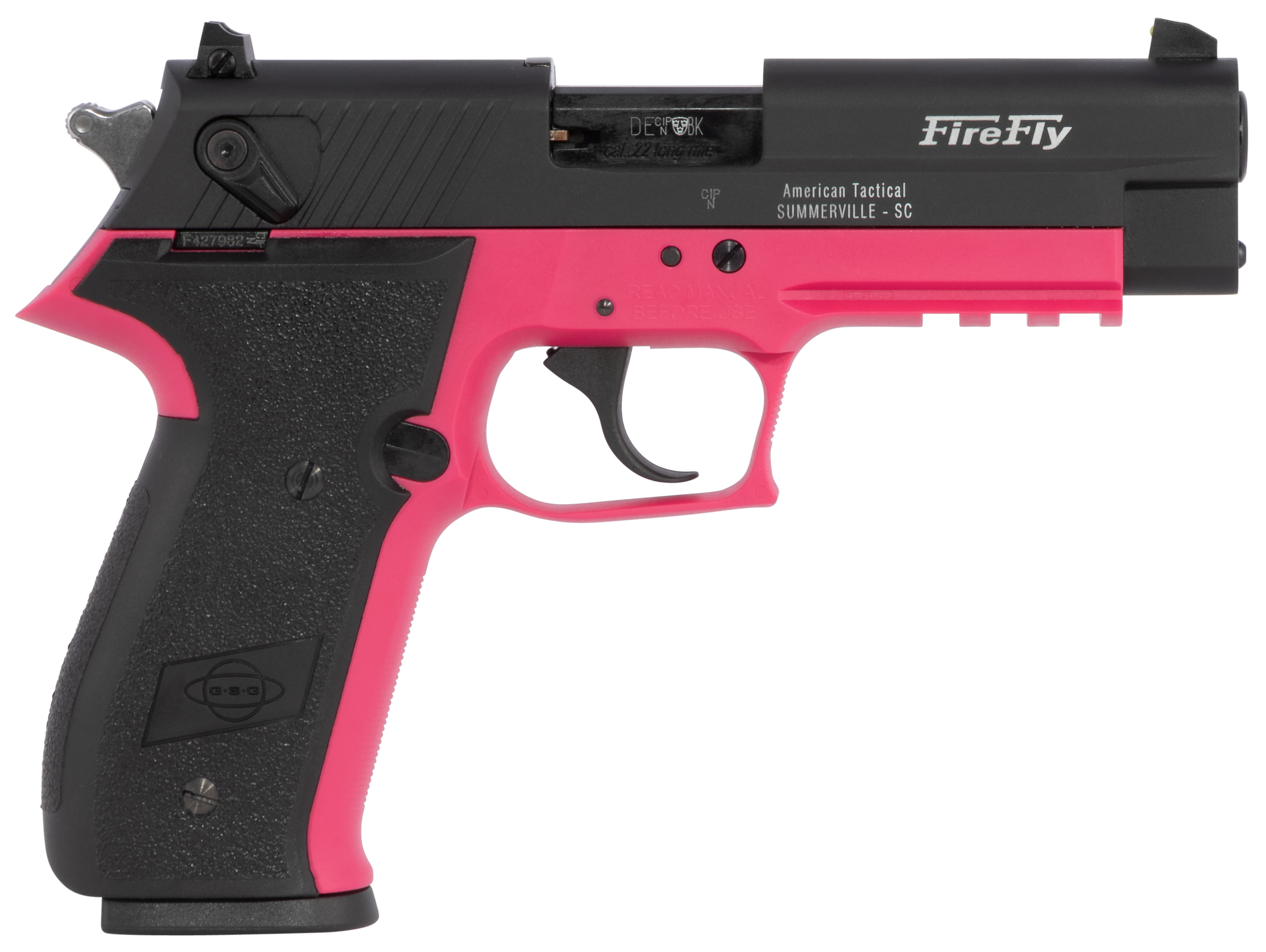 Gsg gerg2210ffp firefly  22 lr 10+1 4" black serrated slide, pink zinc a...-img-0