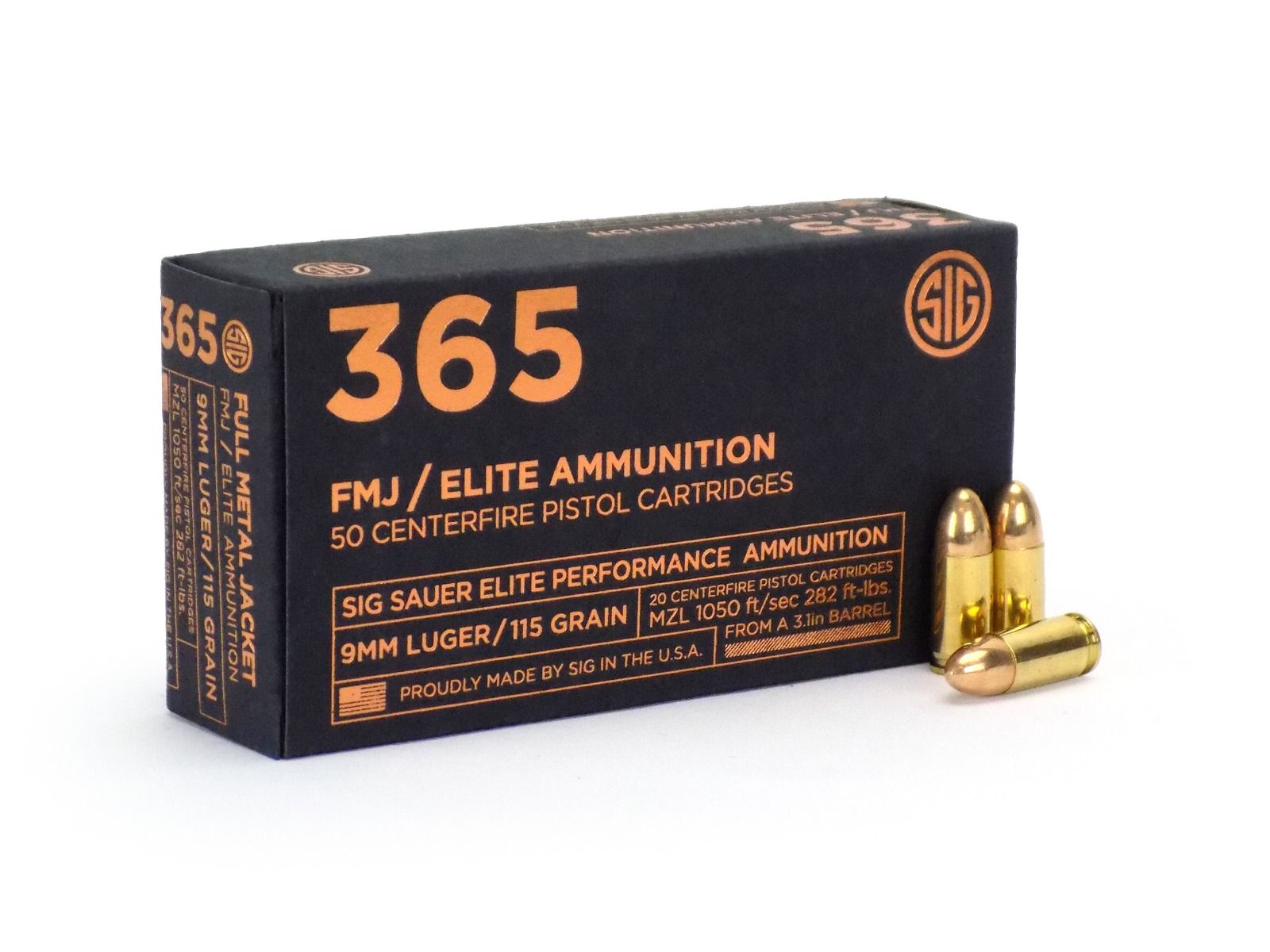 Sig sauer 365 elite performance 9mm luger 115 grain fmj (box) 50 rounds-img-0