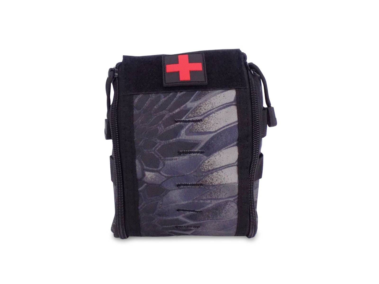 Rattlesnake tactical ifak first aid pouch - black python w-red cross patch-img-0