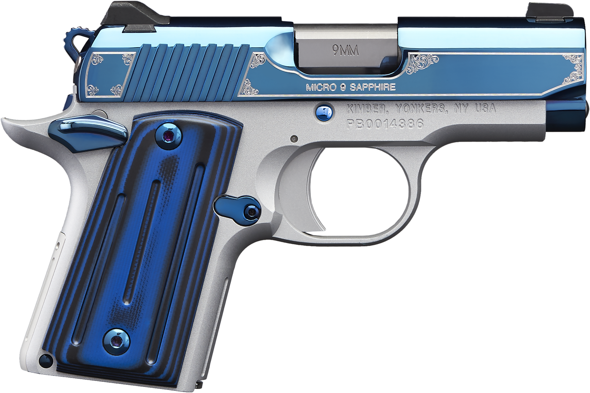 Kimber Micro 9 Sapphire, 9MM, 3.15" Barrel, 6+1 Rds, Polished Bright Blu...-img-0
