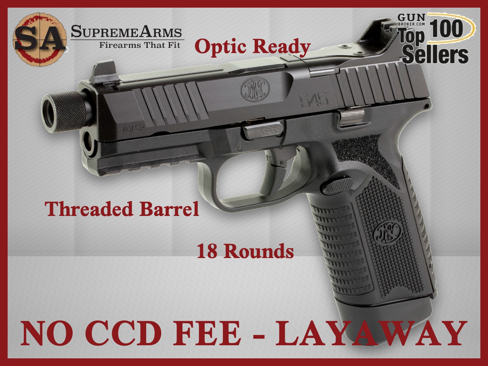 FN 545 Tactical 45 ACP Pistol 66-101383|845737015664-img-0