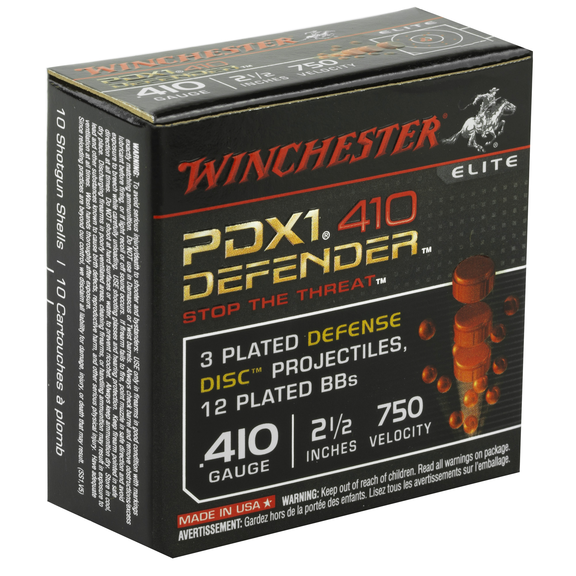 Winchester Defender .410 BORE 21-2in. 1-4oz. 3 Defense Discs 12 BB Shot ...-img-1