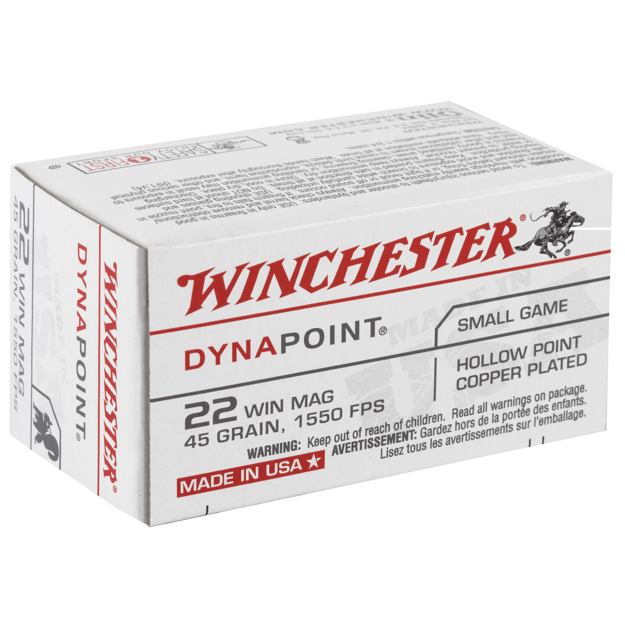 Winchester dynapoint .22 wmr 45gr cphp  50 rounds [mpn: usa22m]-img-1