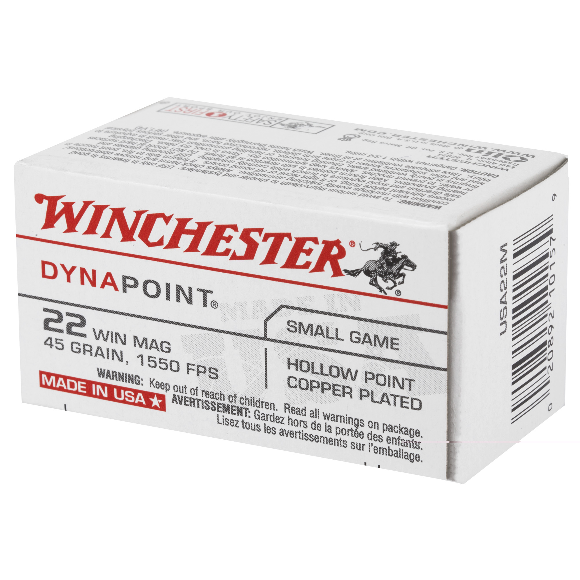 Winchester dynapoint .22 wmr 45gr cphp  50 rounds [mpn: usa22m]-img-3