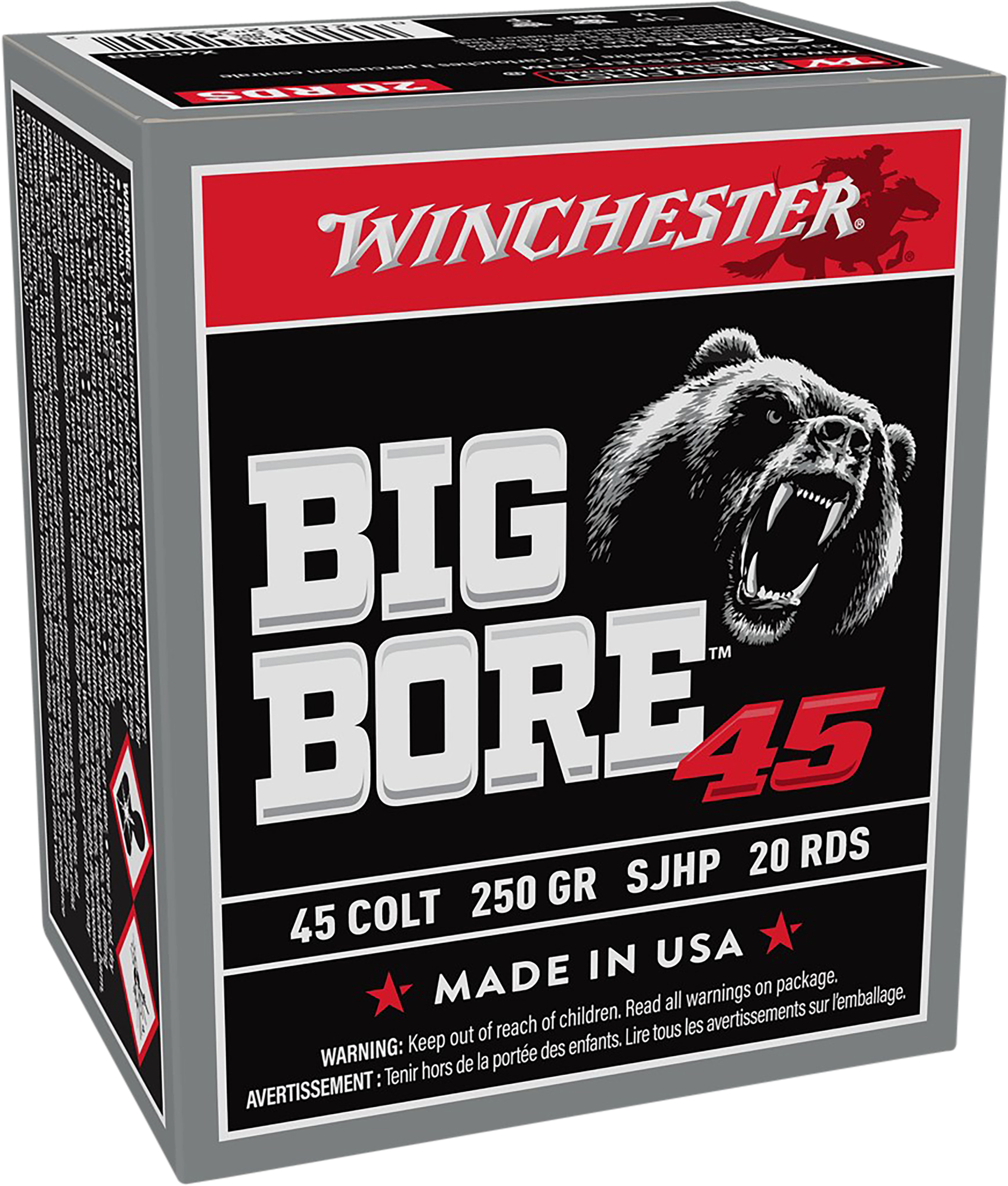 Winchester Ammo X45CBB Big Bore  45Colt 250gr Semi Jacketed Hollow Point 20 Per Box/10 Case